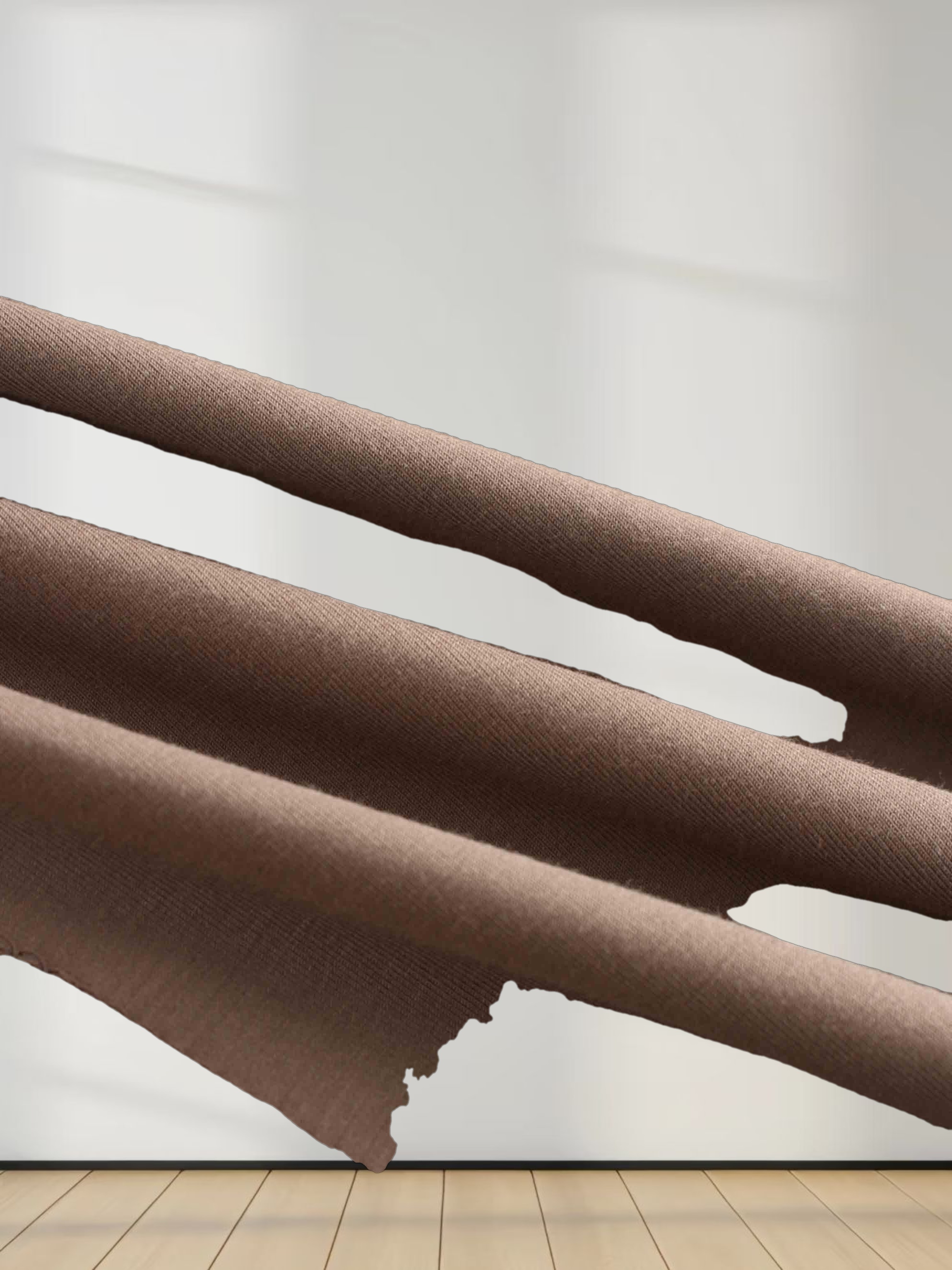 RIBBED BOTTOM T-SHIRT-BROWN