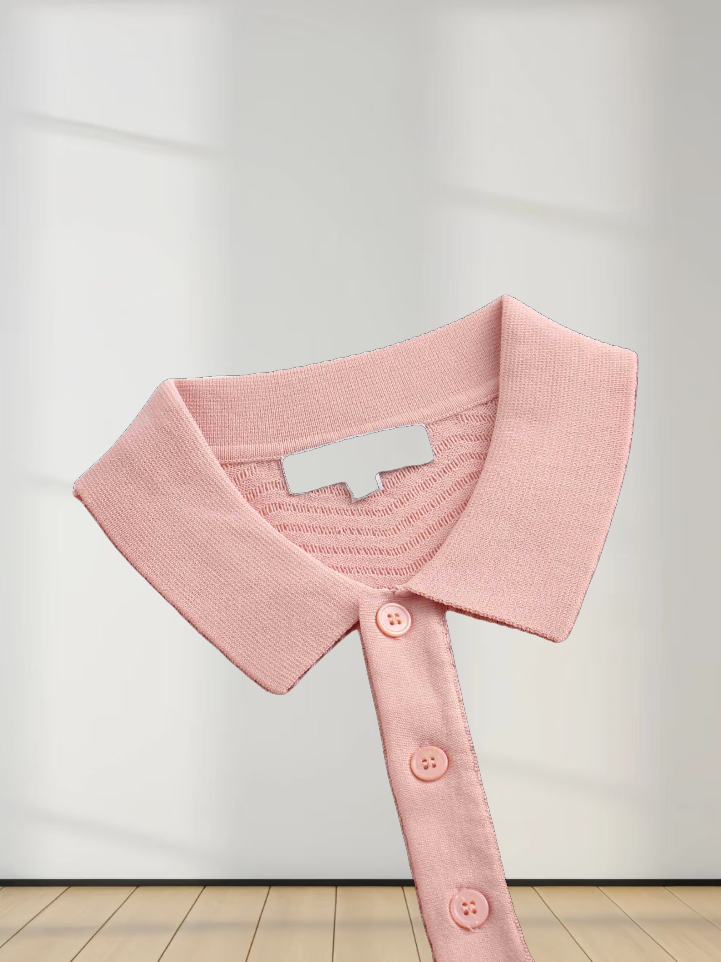 Scallop Edge Collar Sweater-Summer Blush