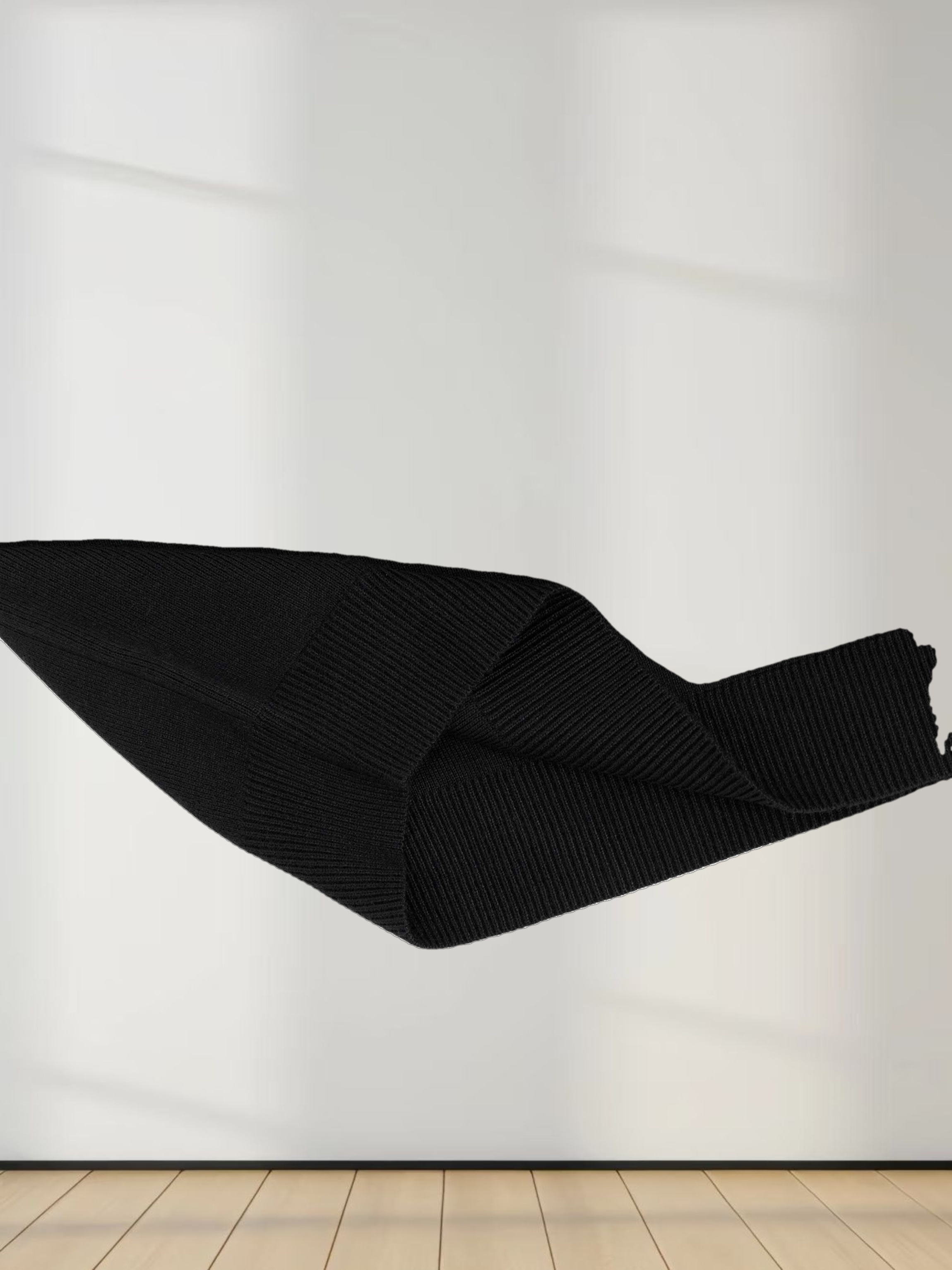 Mock Neck Thin Knit Sweater-Black