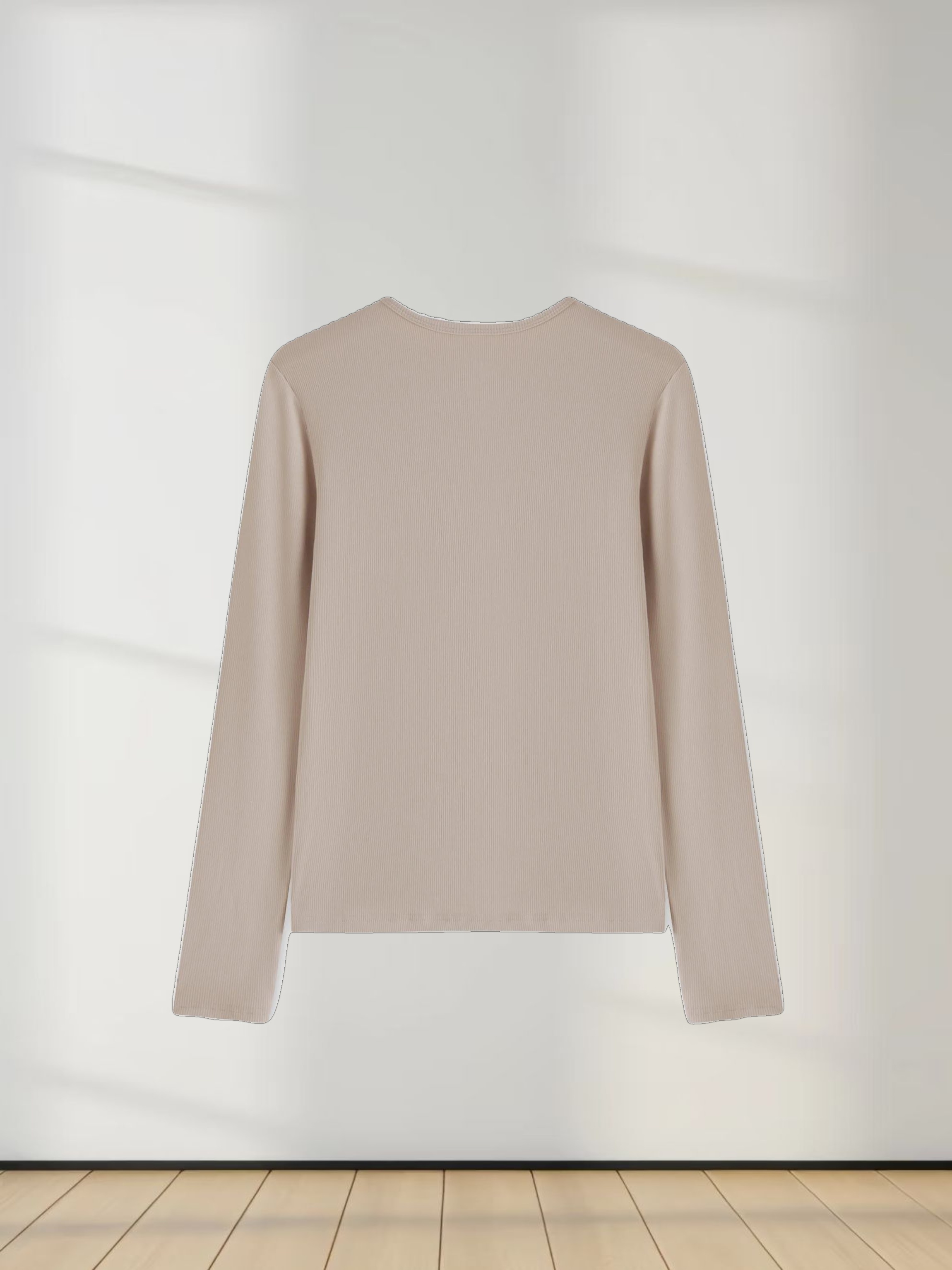 High V Ribbed Tee LS-Sand