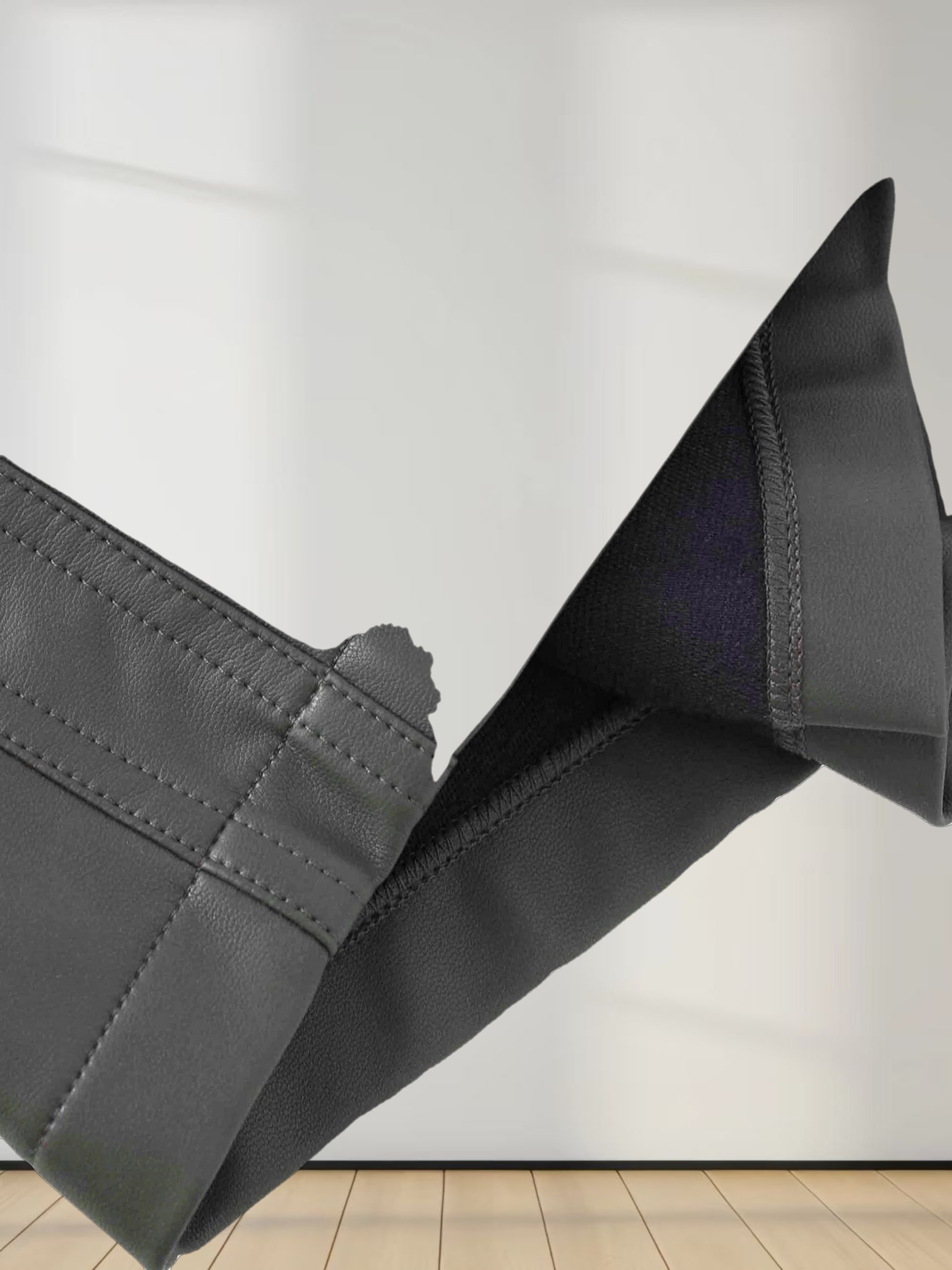 Leather Inverted Pleat Skirt-Grey