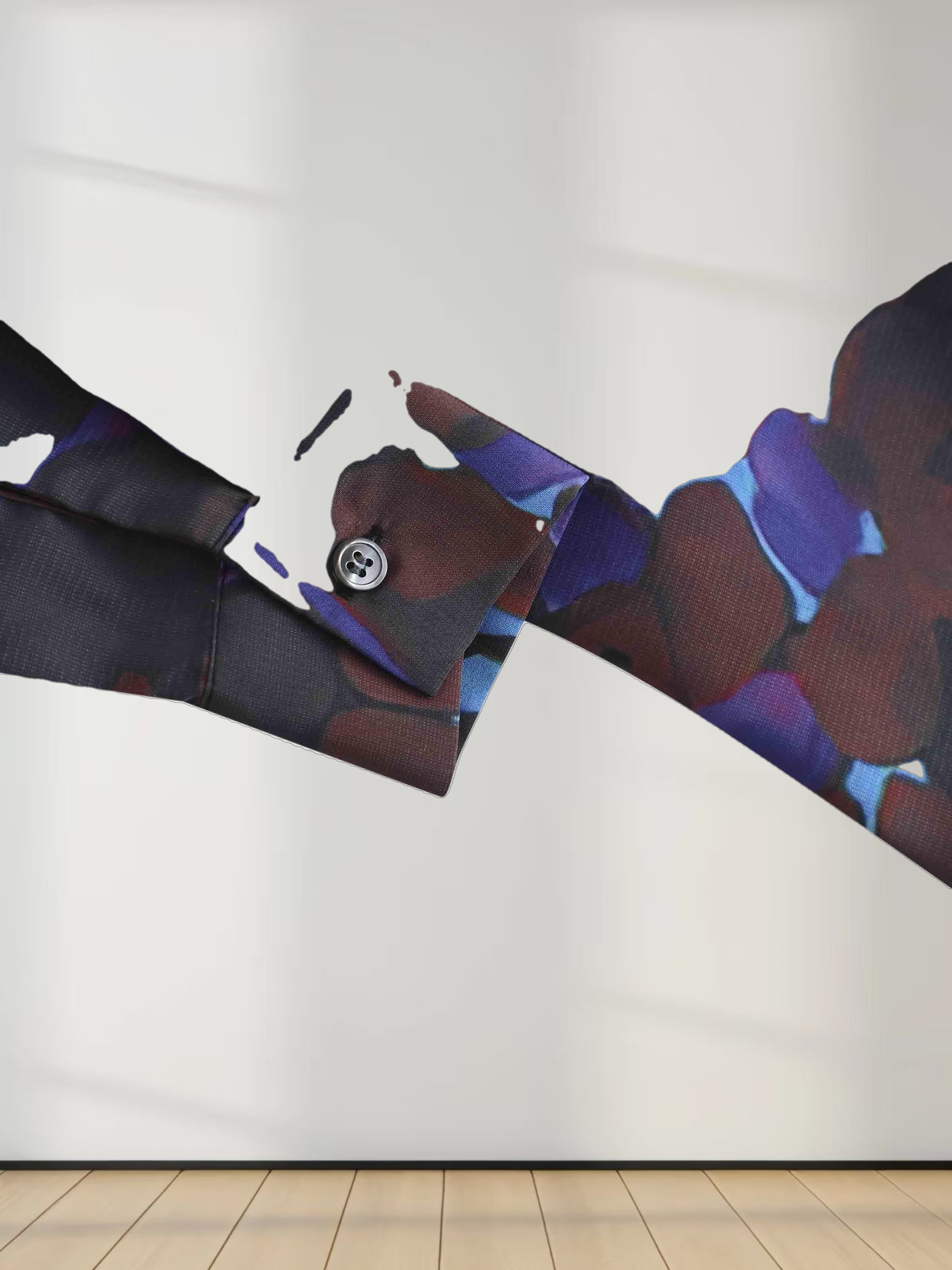 Collared A-Line Shirtdress-Brown Floral