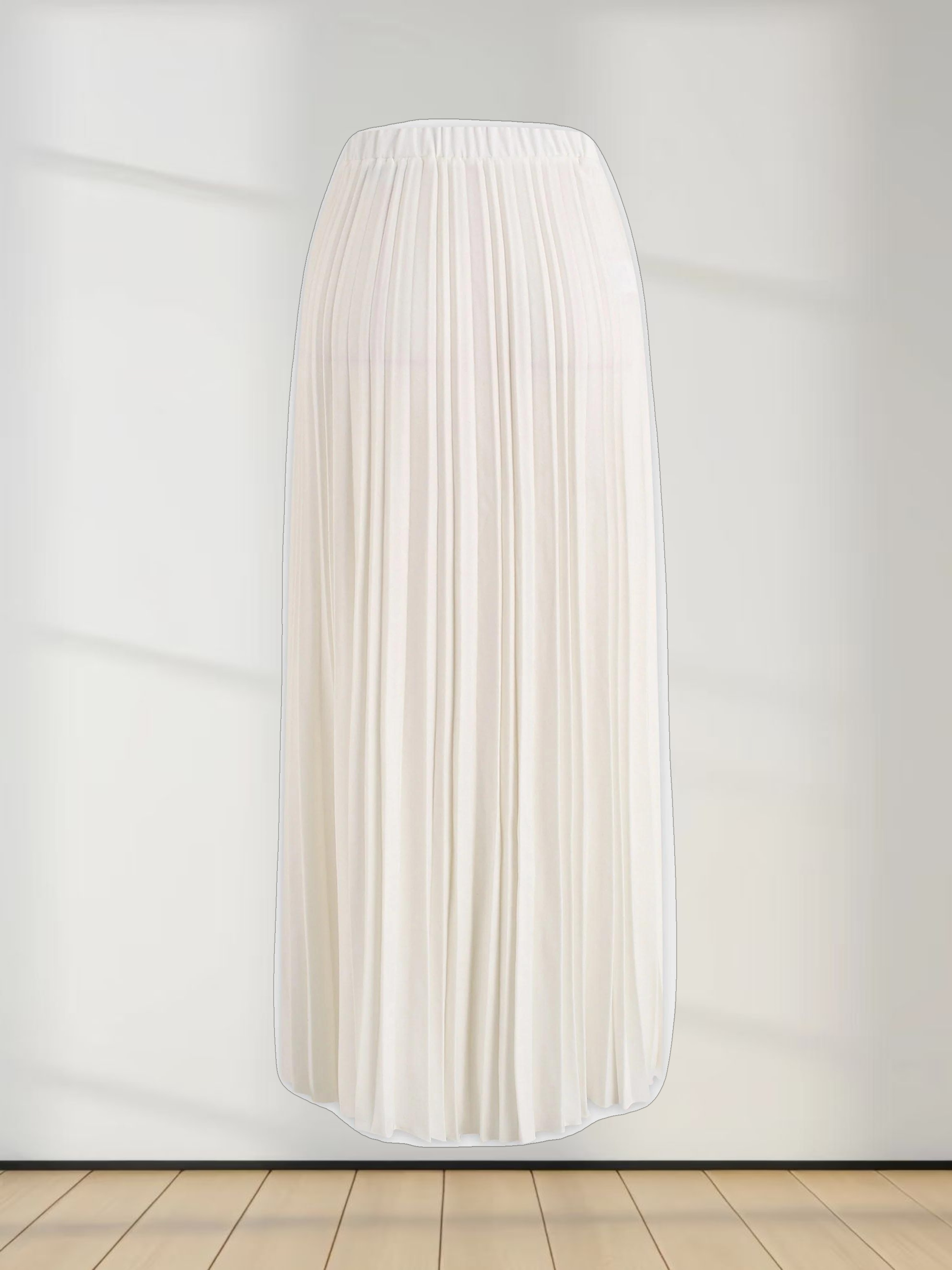 Denim Pleated Skirt-White