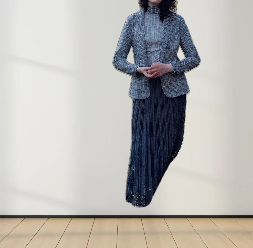 Wool Blend Pleated Skirt-Dark Grey