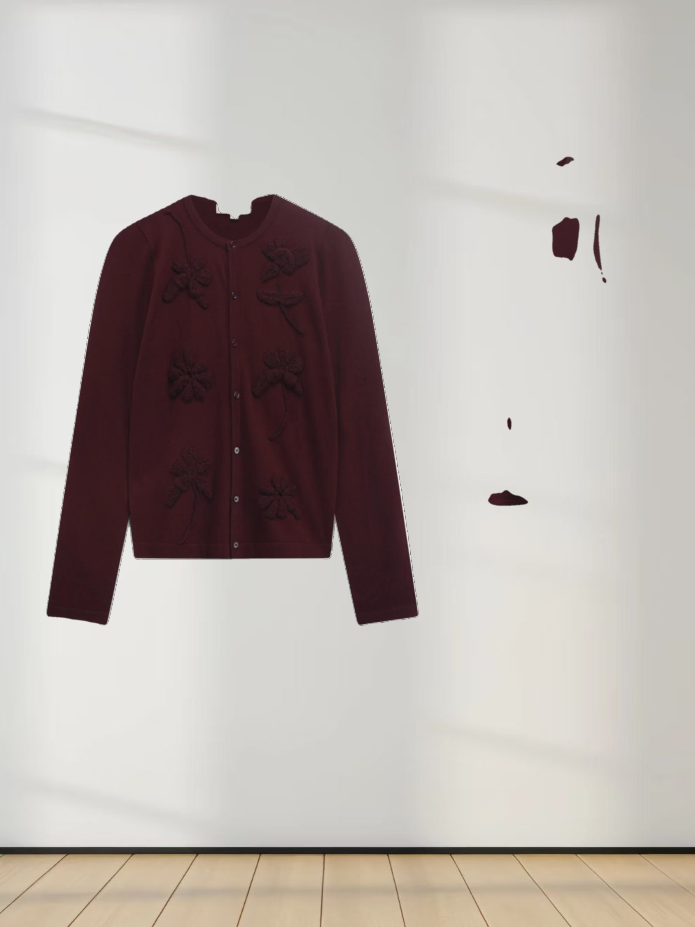 Crochet Puff Flower Sweater Set-Plum