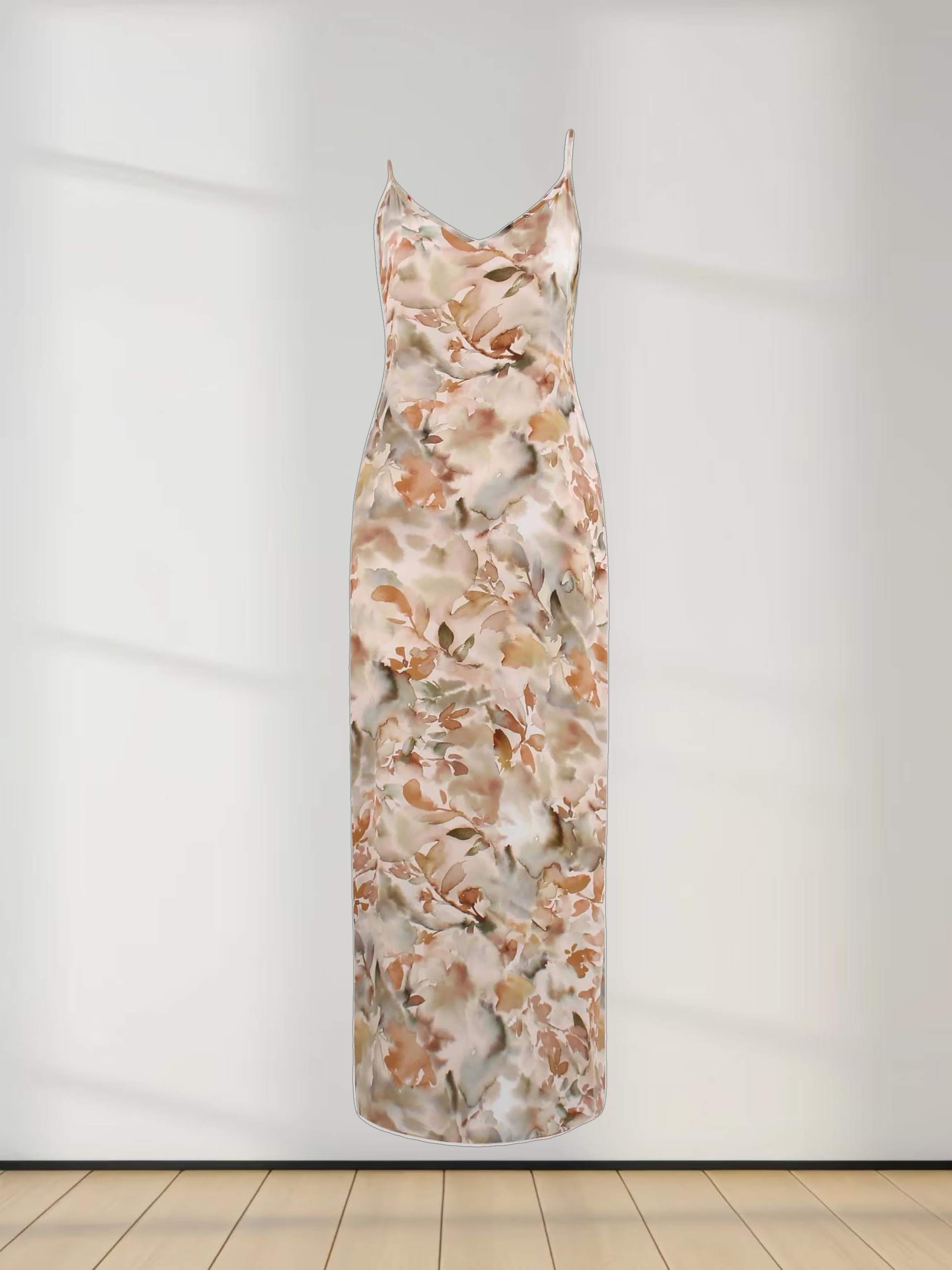 Printed V-Neck Layering Dress-Watercolor Floral