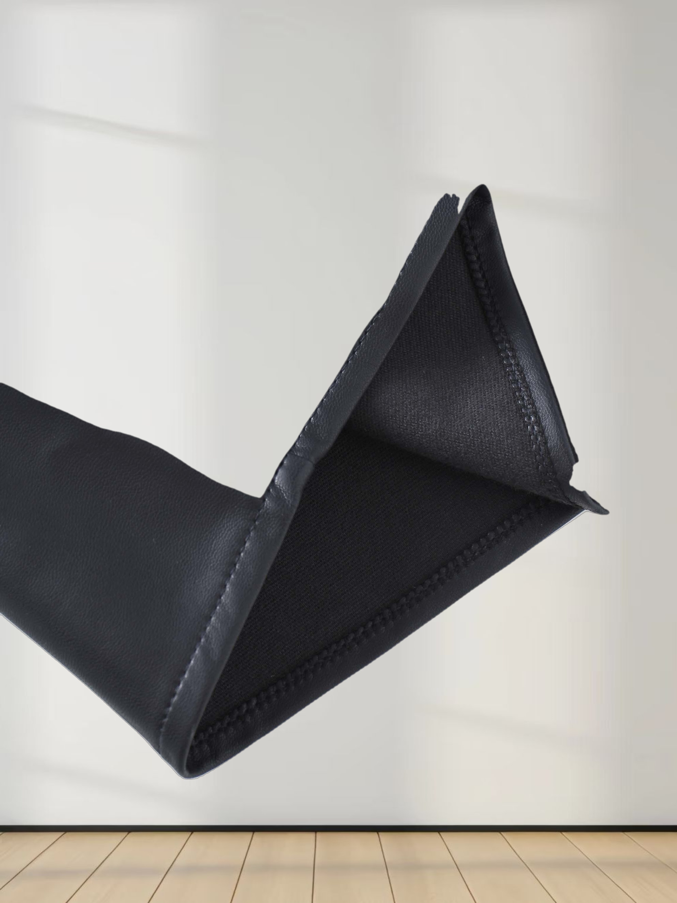 Two Tone Leather Skirt-Black/Blue