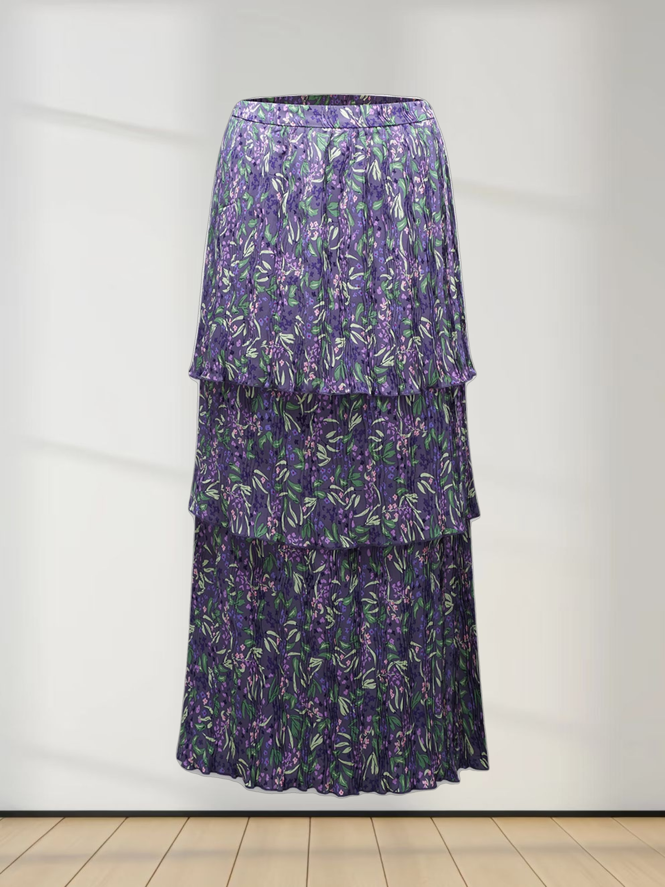 Layered Pintuck Pleated Skirt-Lavender Blossom