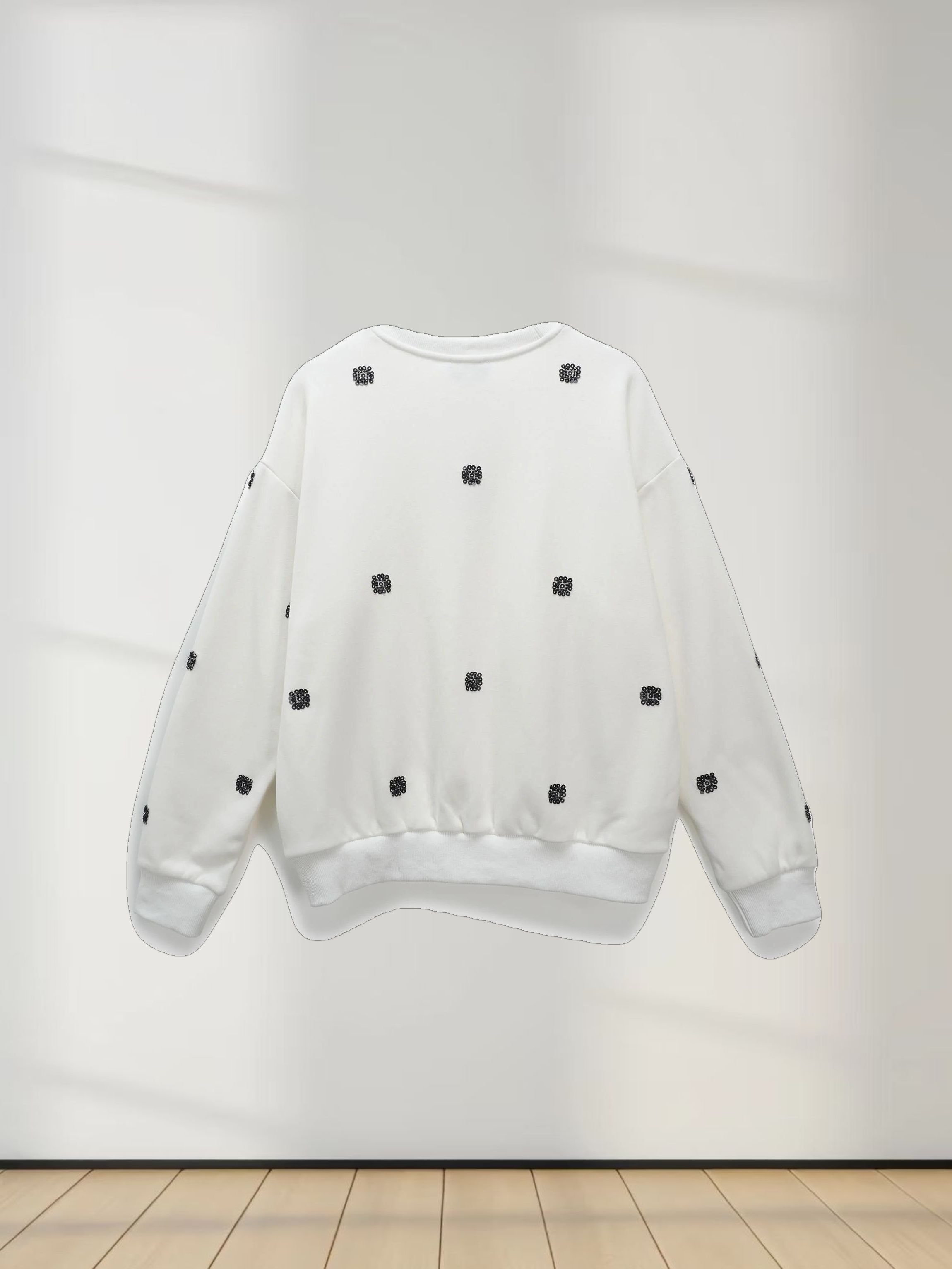 Embellished Sweatshirt-White/Black