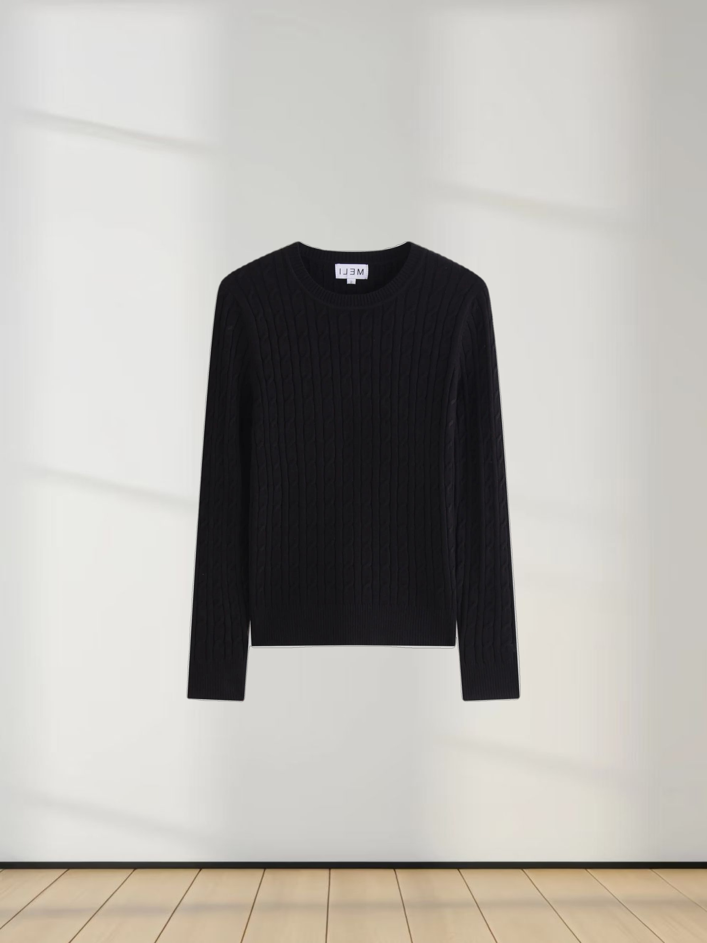 Knit Cable Sweater-Black