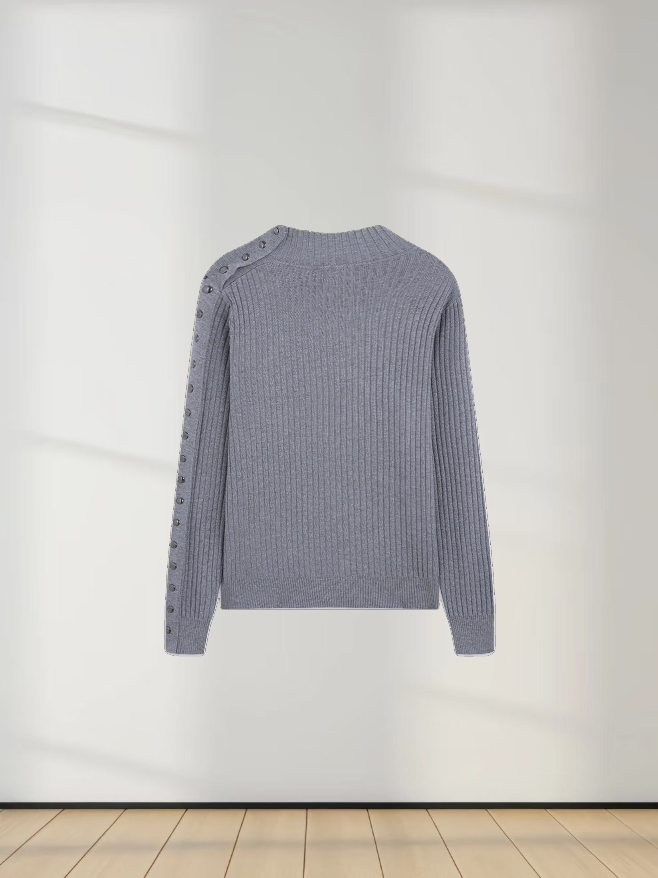 Side Snap Sweater-Grey