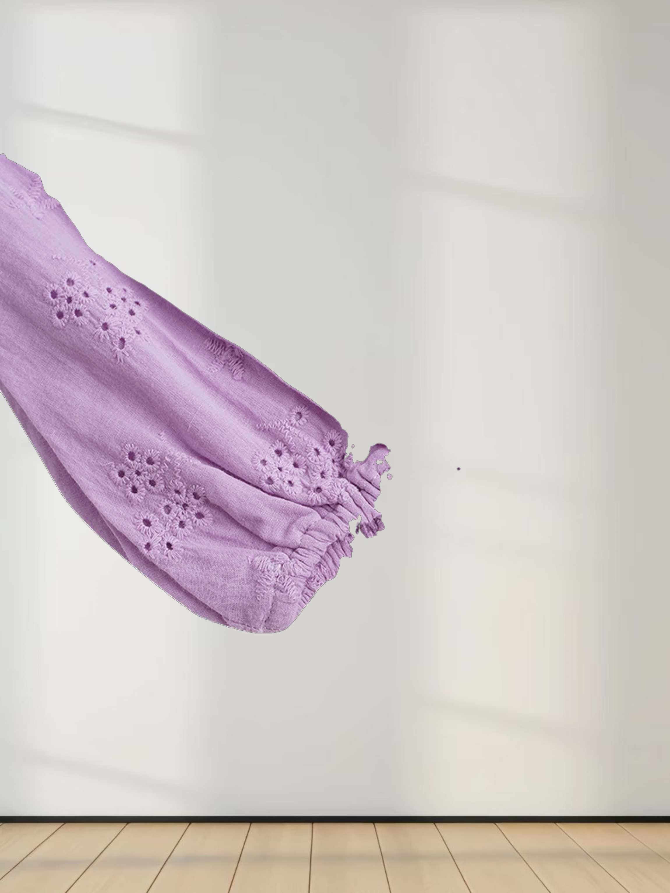 Asymmetrical Hem Eyelet Dress-Lavender