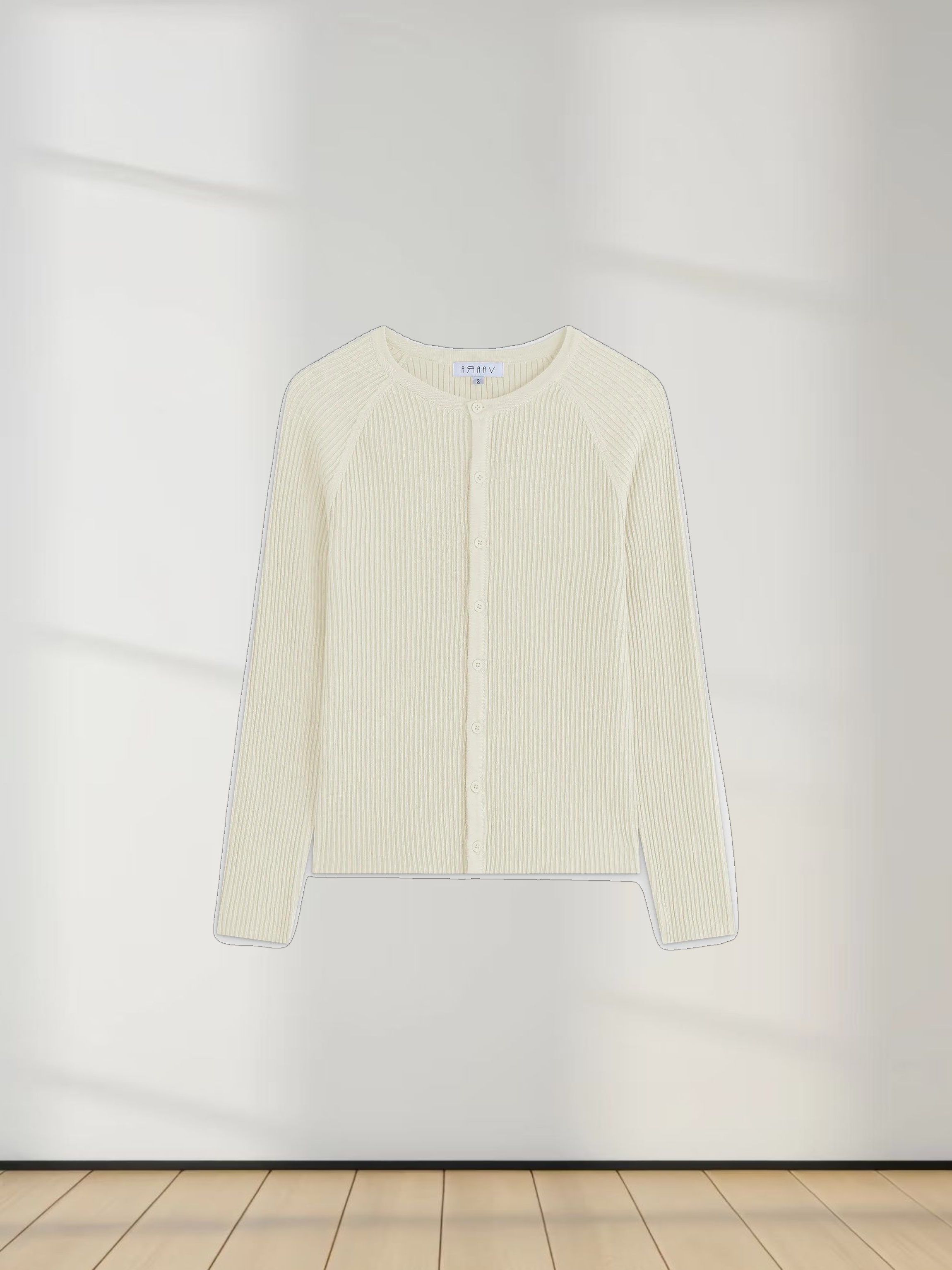 Ribbed Knit Cardigan-Ivory