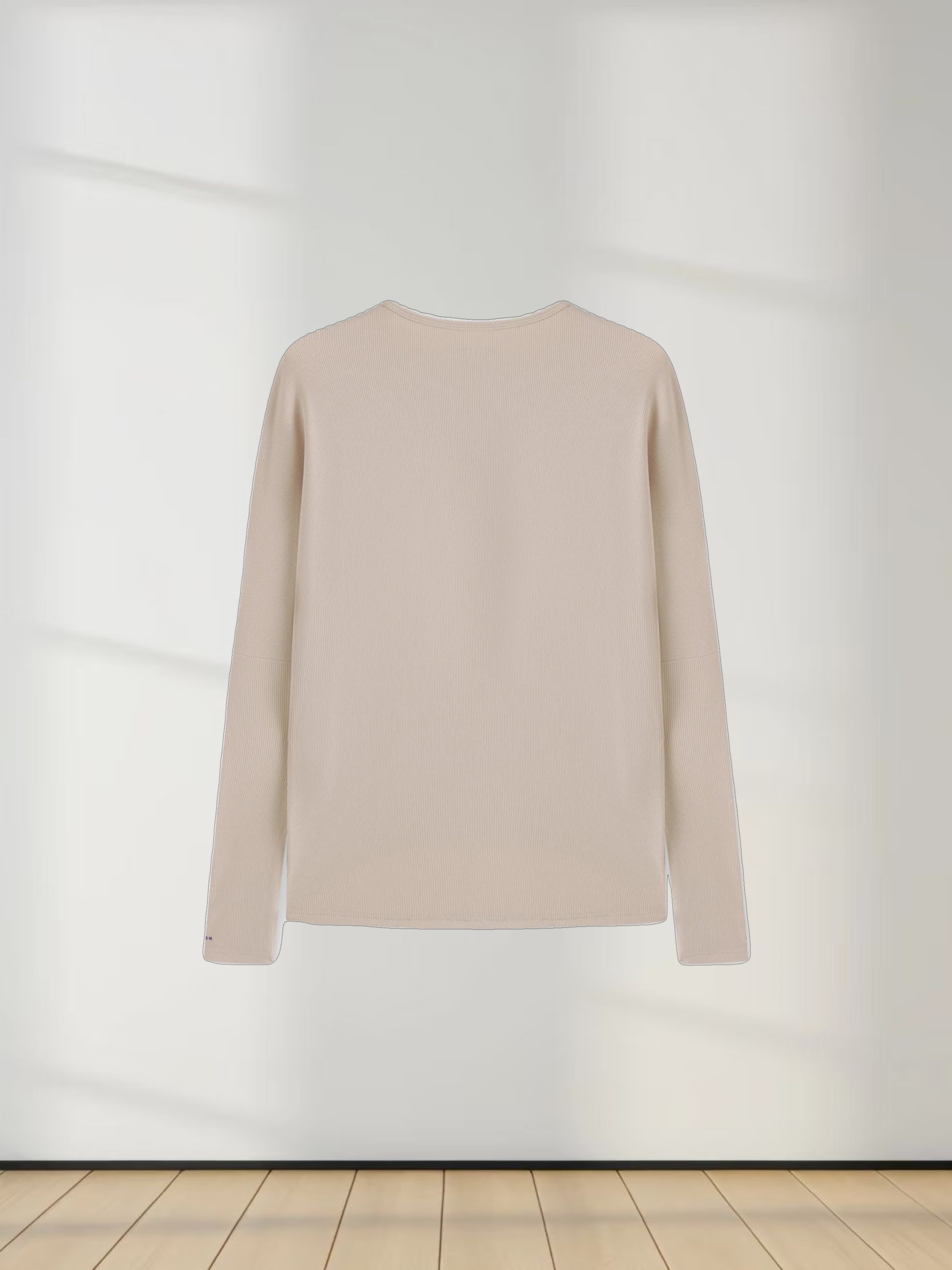 Crew Ribbed Dolman-Tan