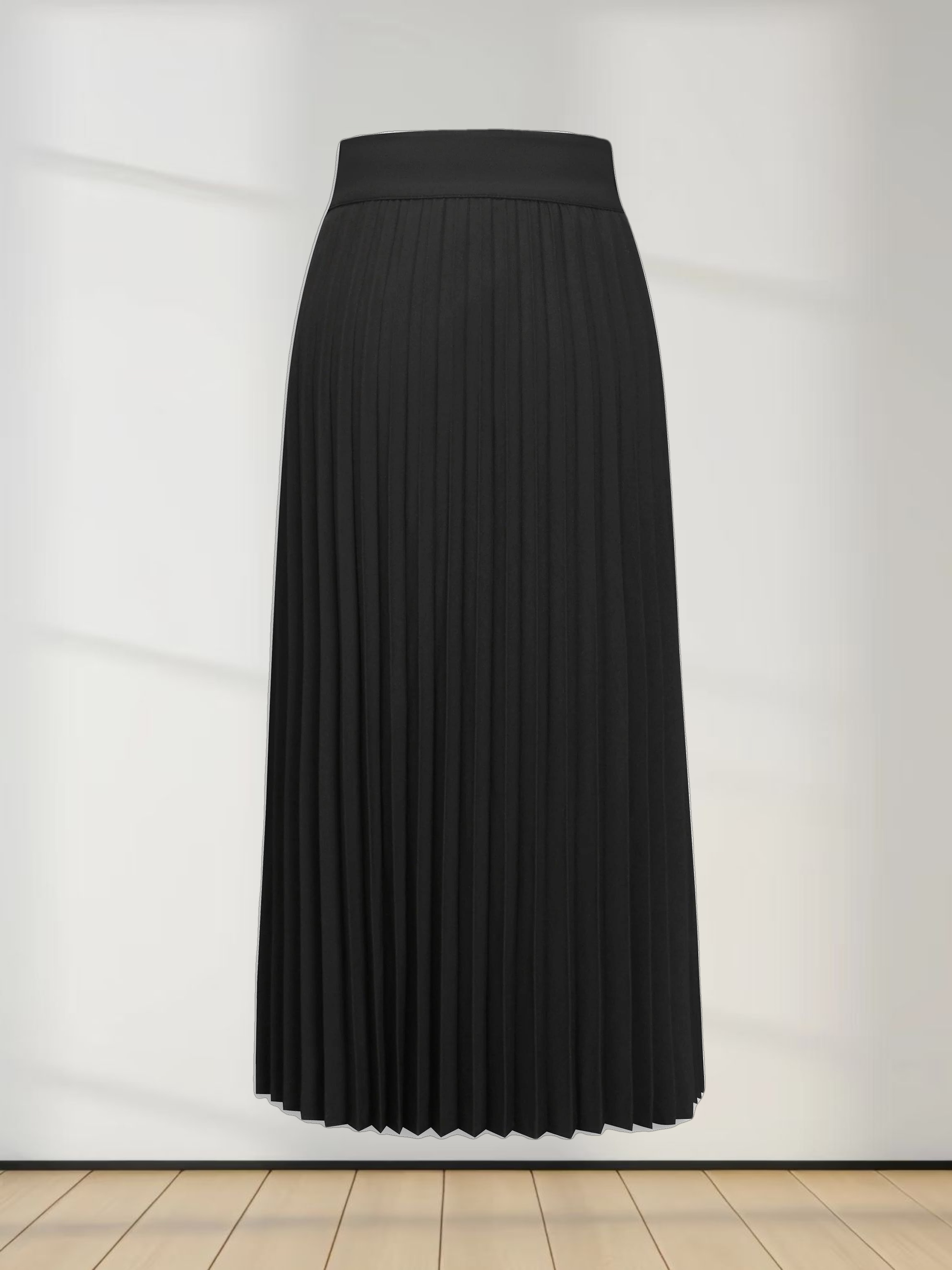 Crossover Mix Pleat Skirt-Black