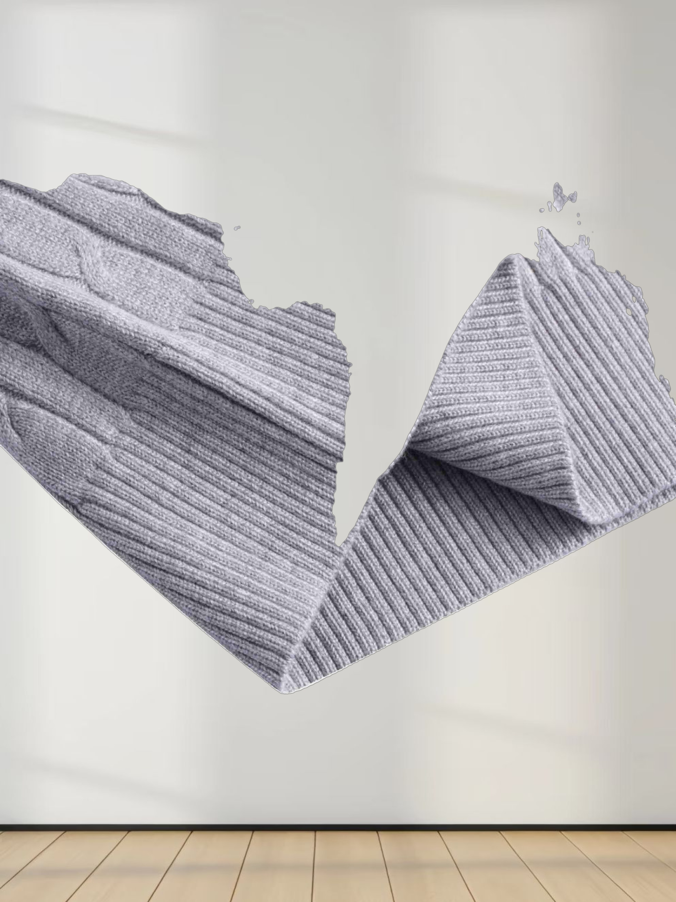 Knit Cable Sweater-Ice Grey