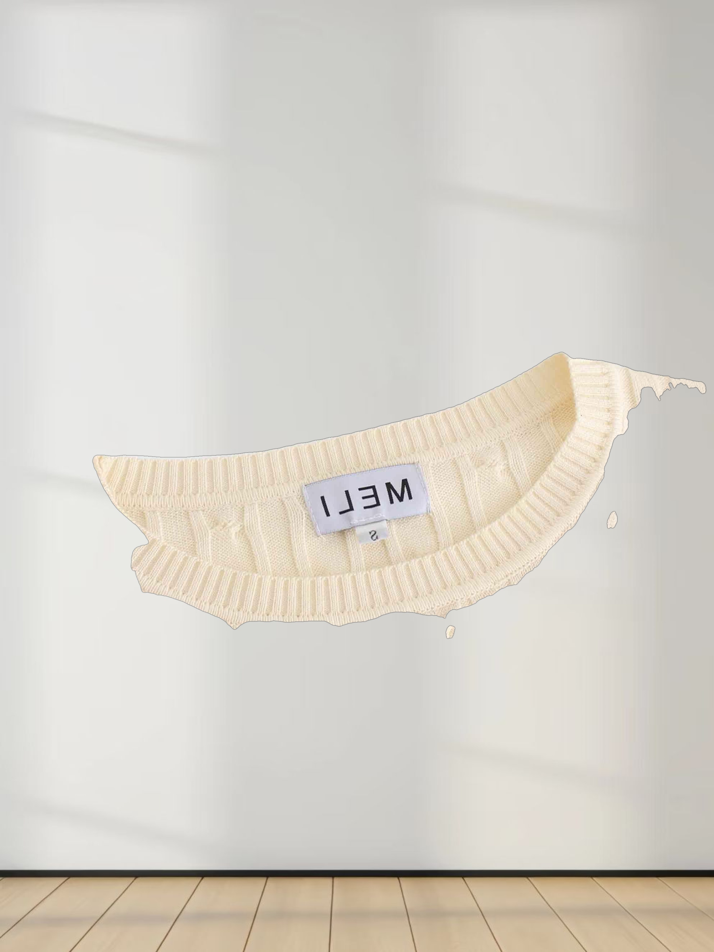 Knit Cable Sweater-Ivory