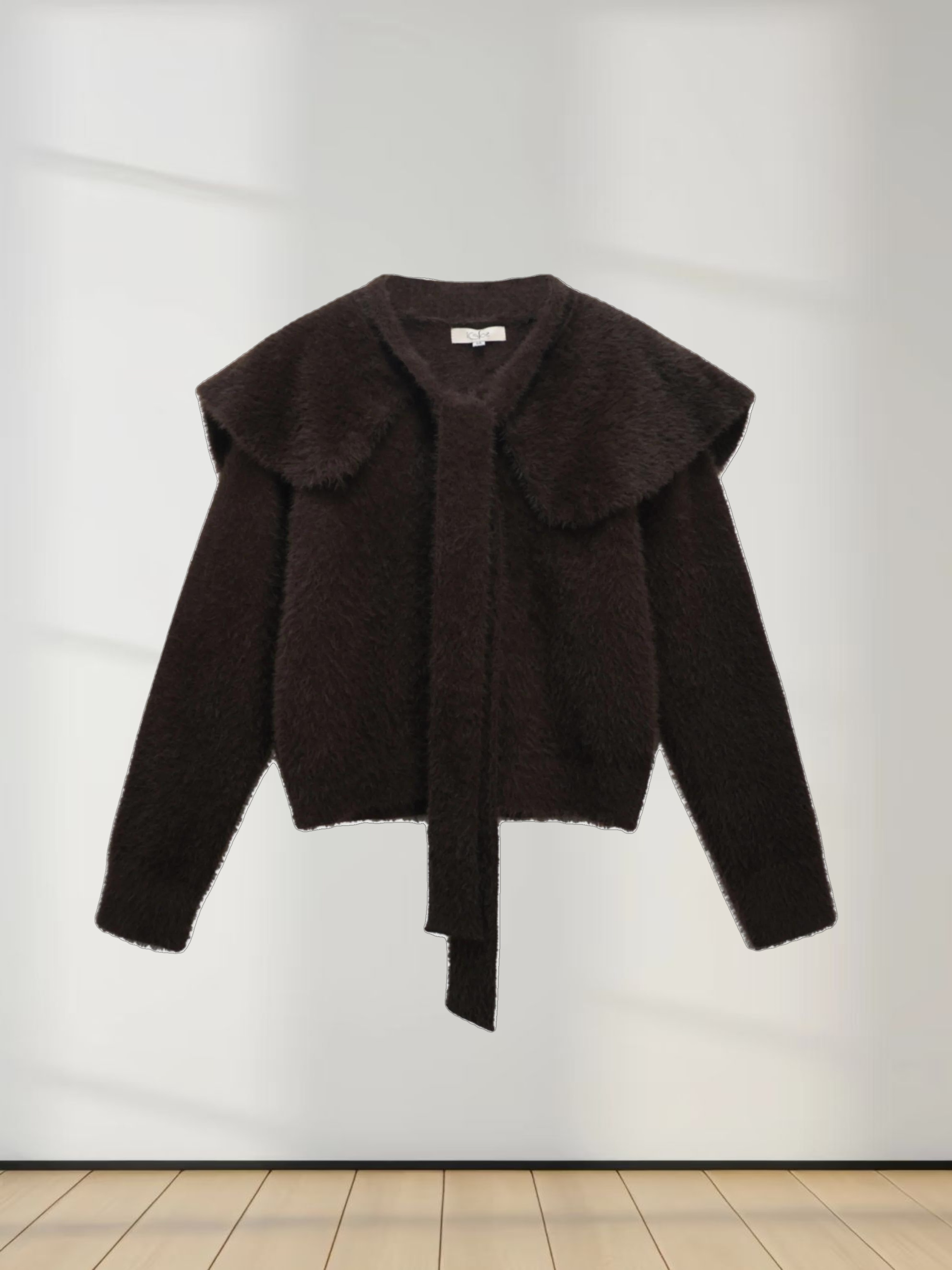 Mohair Shawl Collar Cardigan-Brown