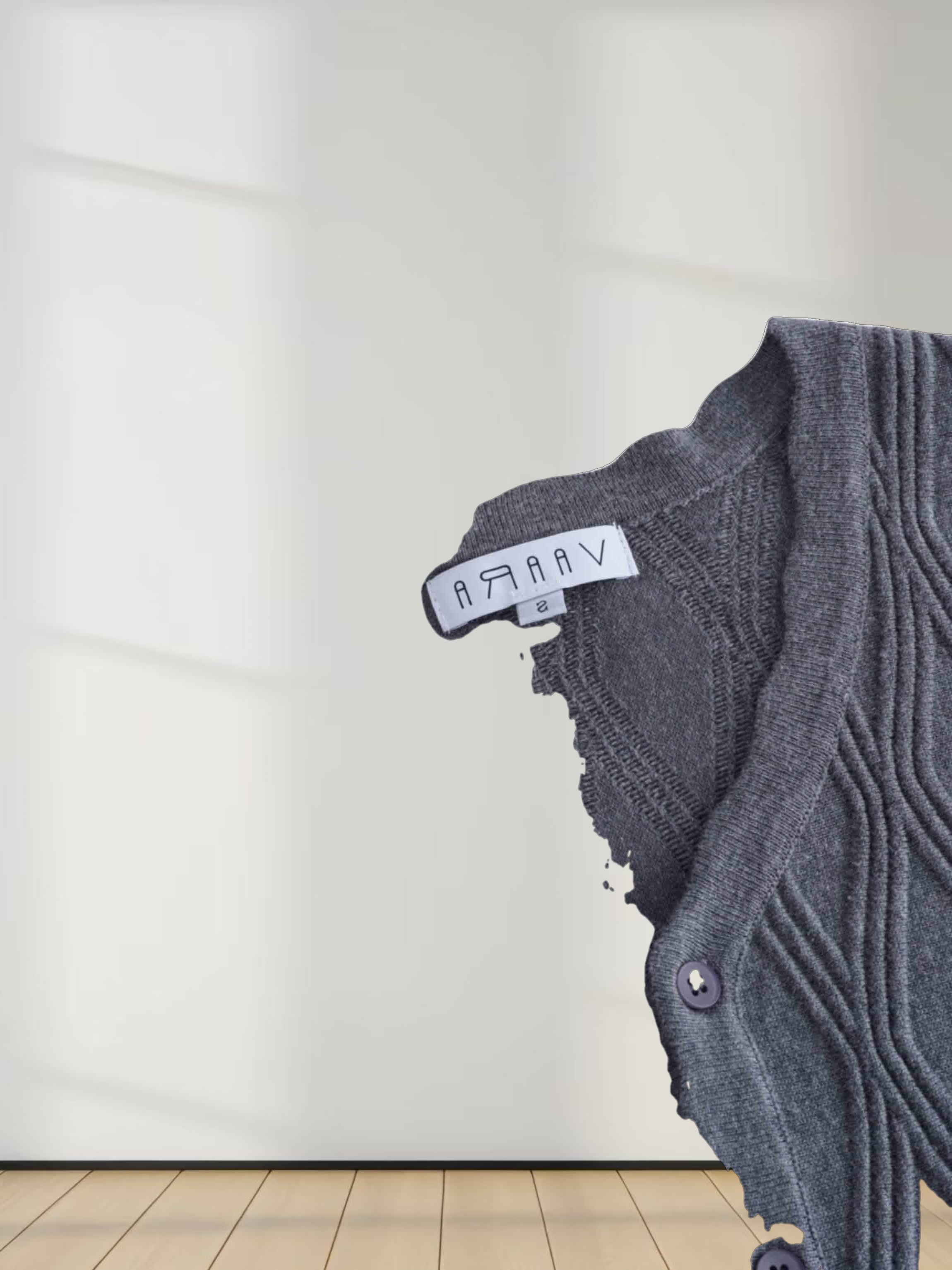 Scalloped Edge Cardigan-Heathered Grey