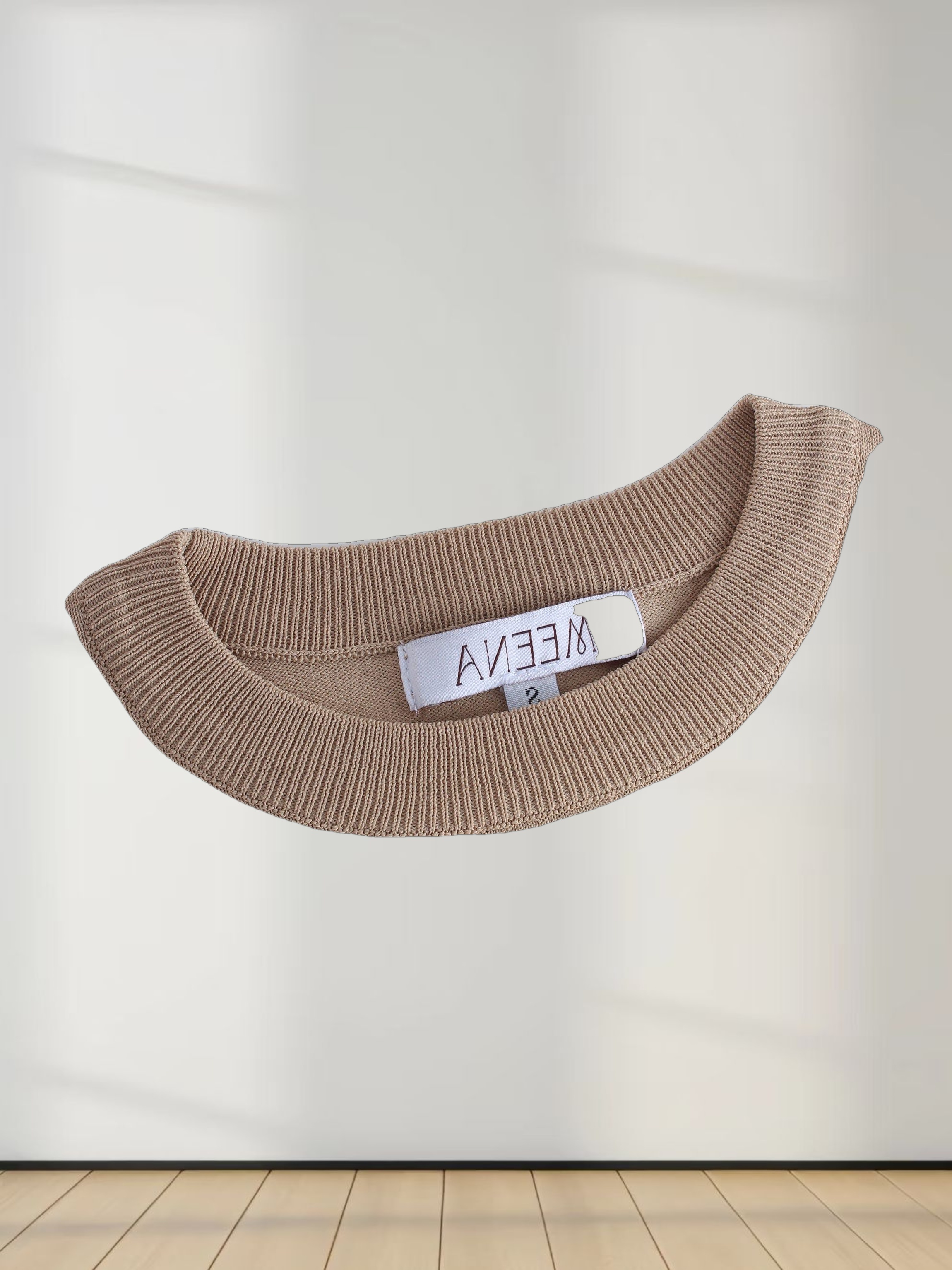 RIBBED WAISTED SWEATER-TAN