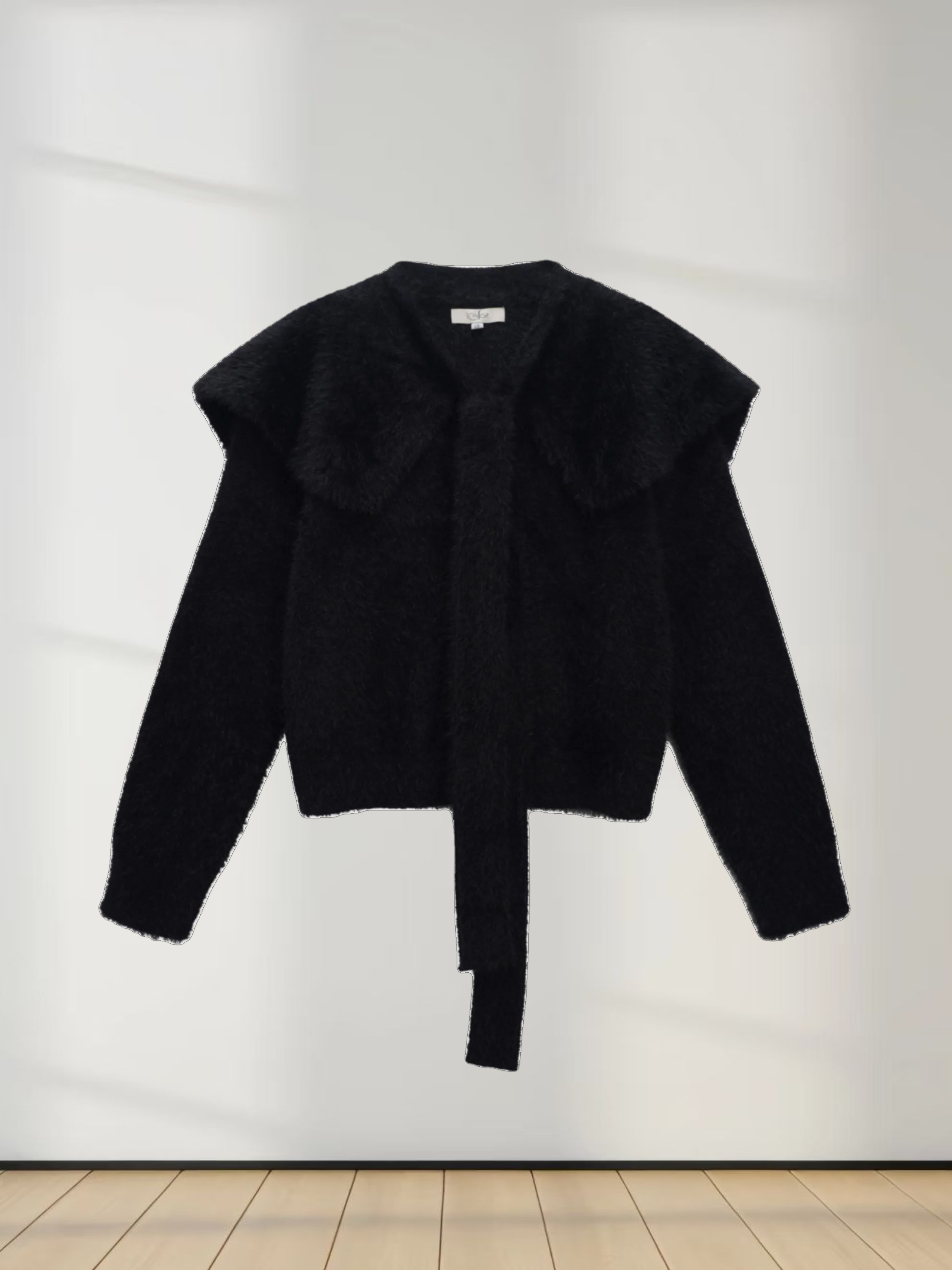 Mohair Shawl Collar Cardigan-Black