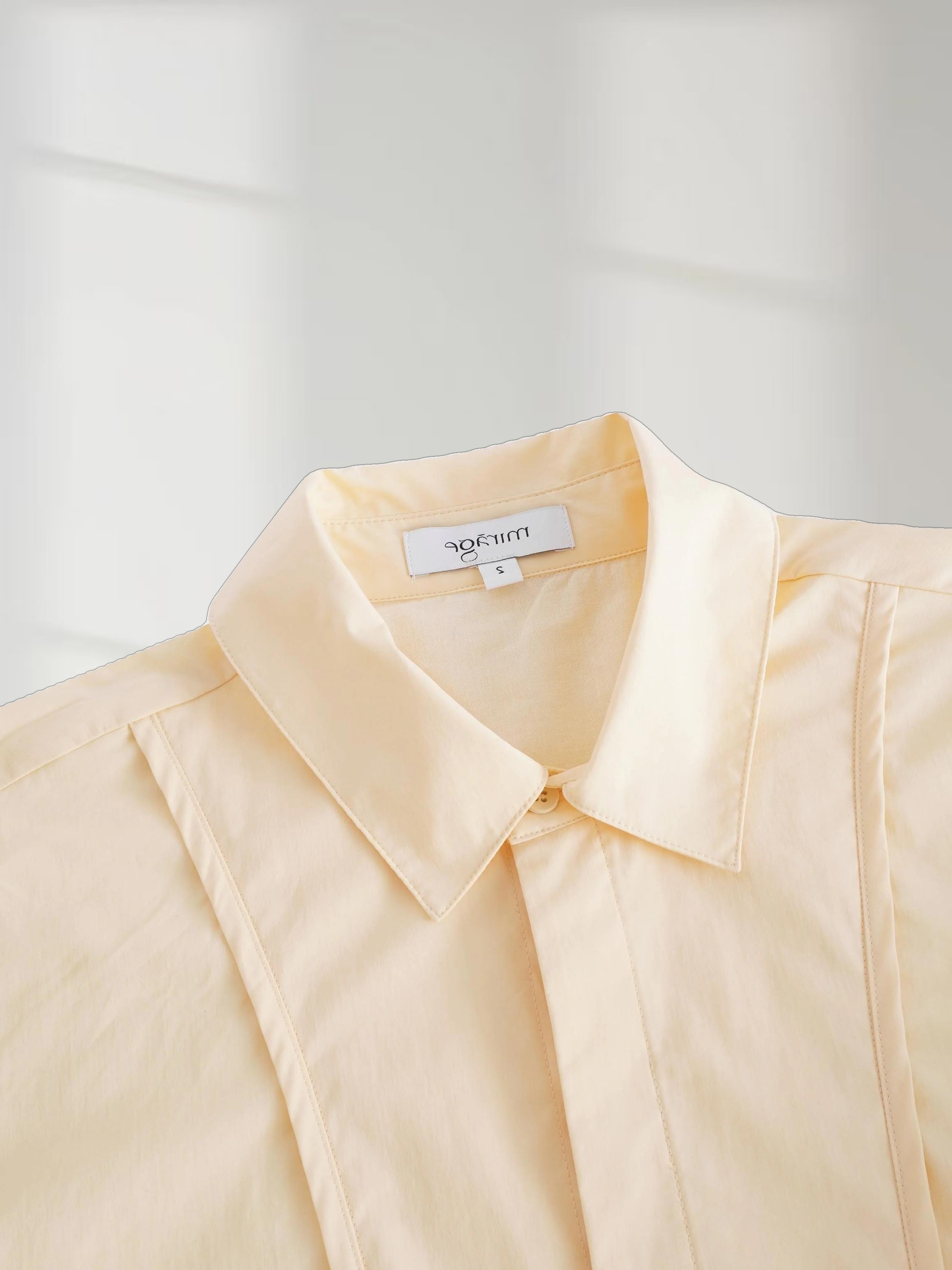 Drop Waist Pintuck Pleat Cotton Dress-Yellow