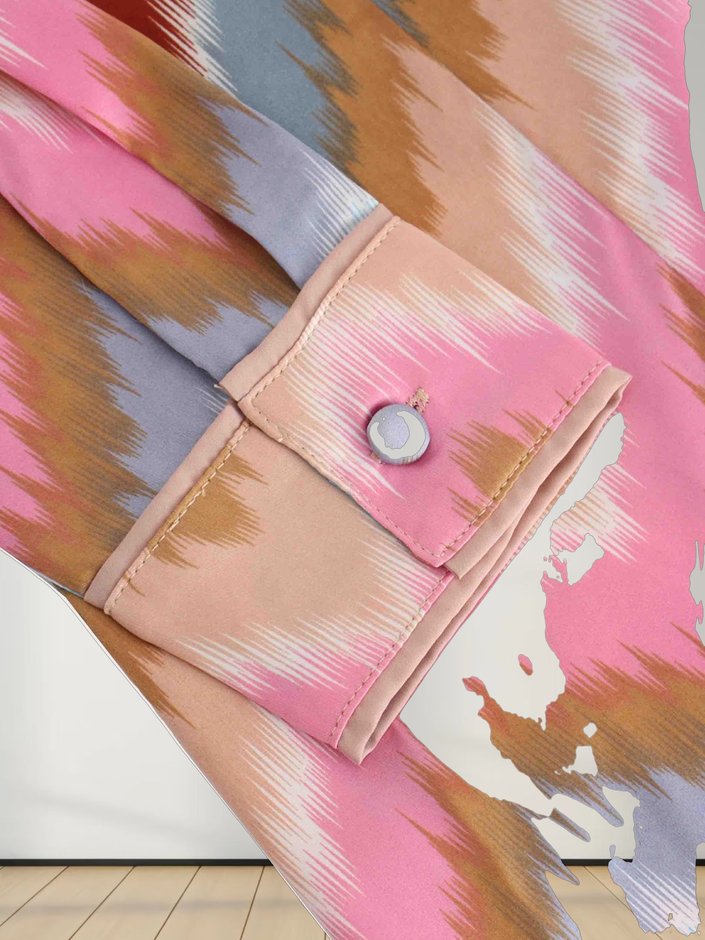 Piped Detail Dress-Chevron Stripe