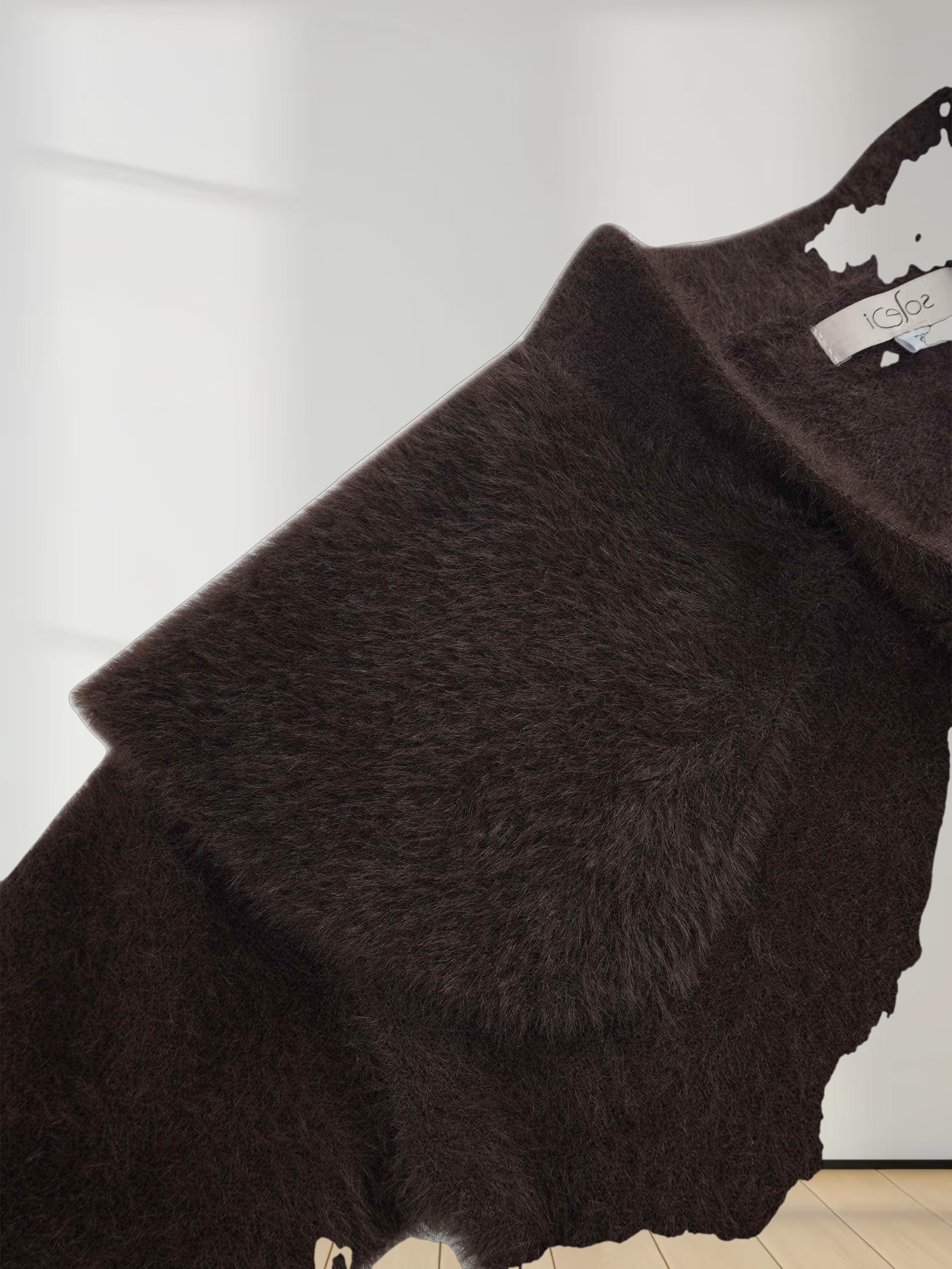 Mohair Shawl Collar Cardigan-Brown