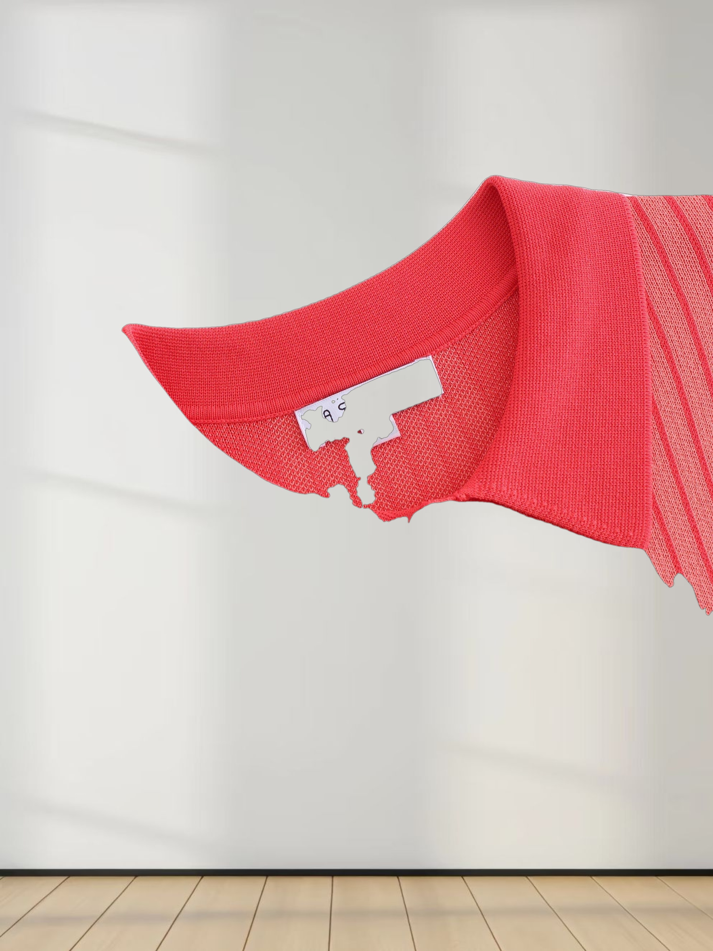 Mixed Stripe Polo Sweater-Coral