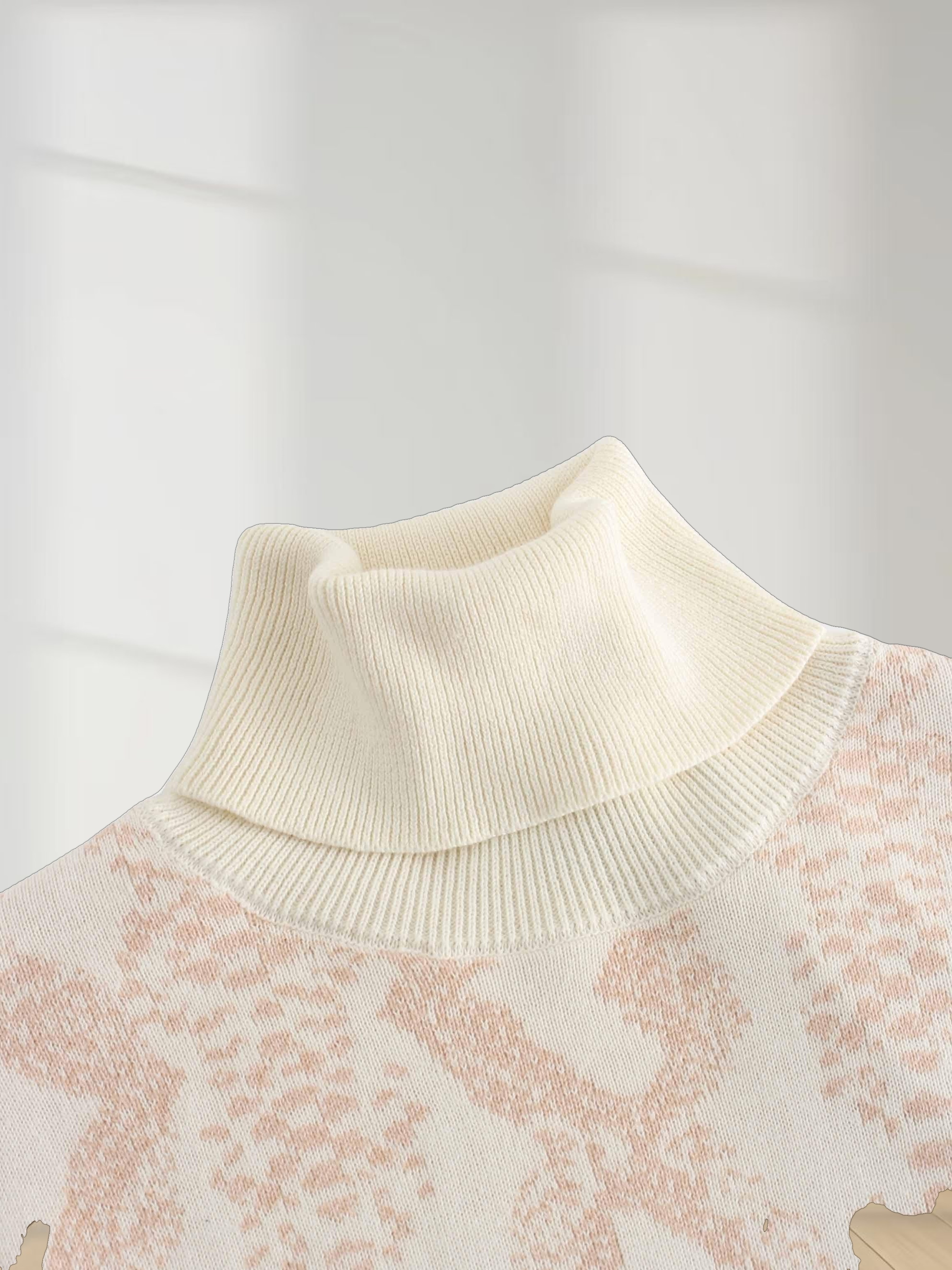 Reptile Print Sweater-Cream/Peach