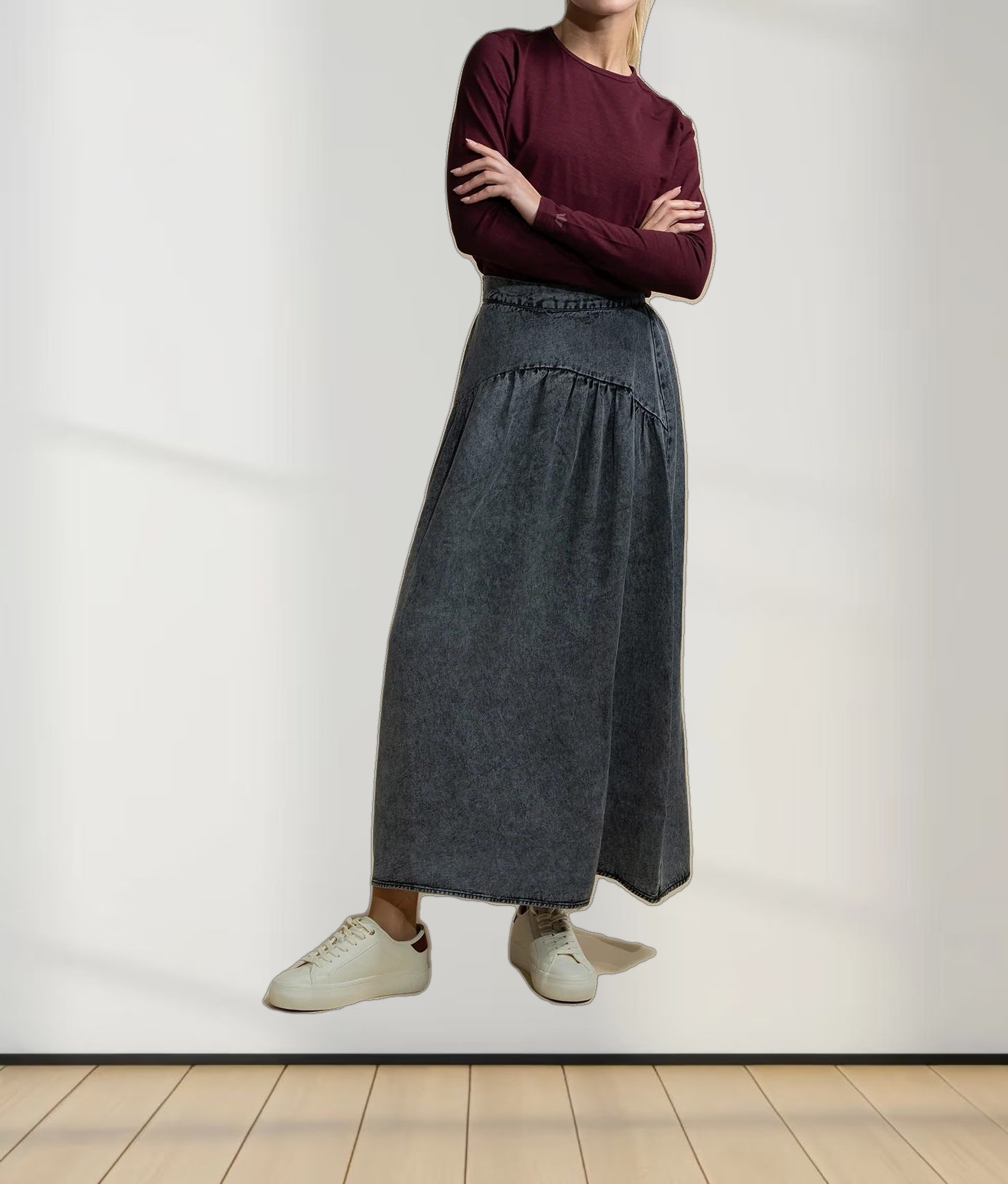 Crew Bomber Tee-Burgundy