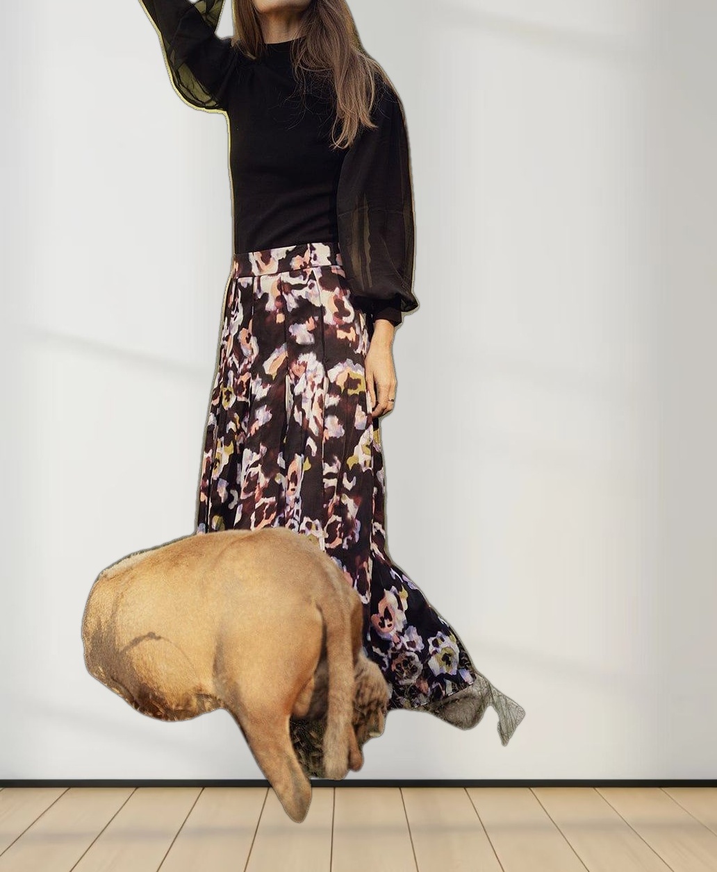 Melania Chiffon Sweater-Black