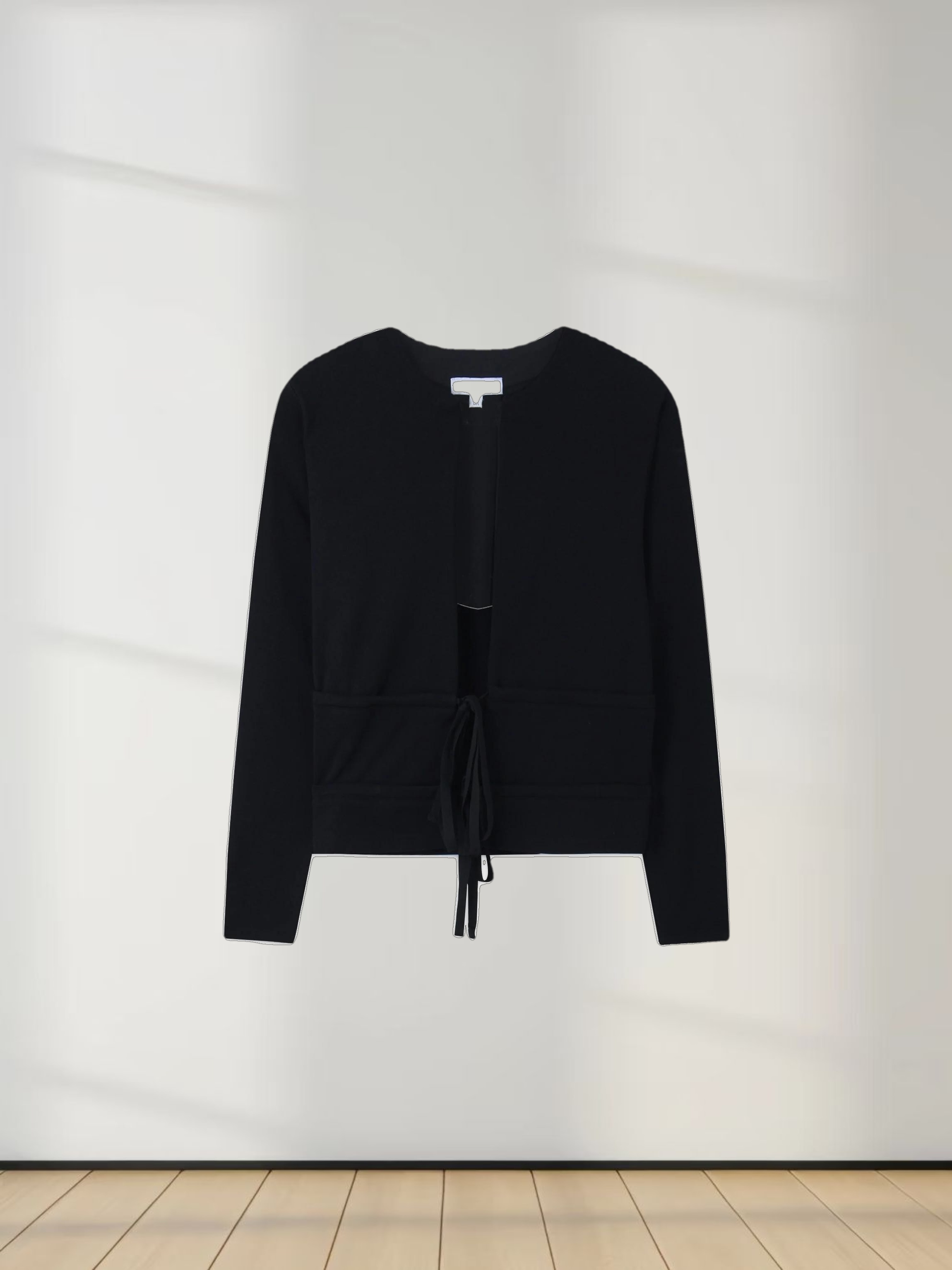 Double Tie Cardigan-Black