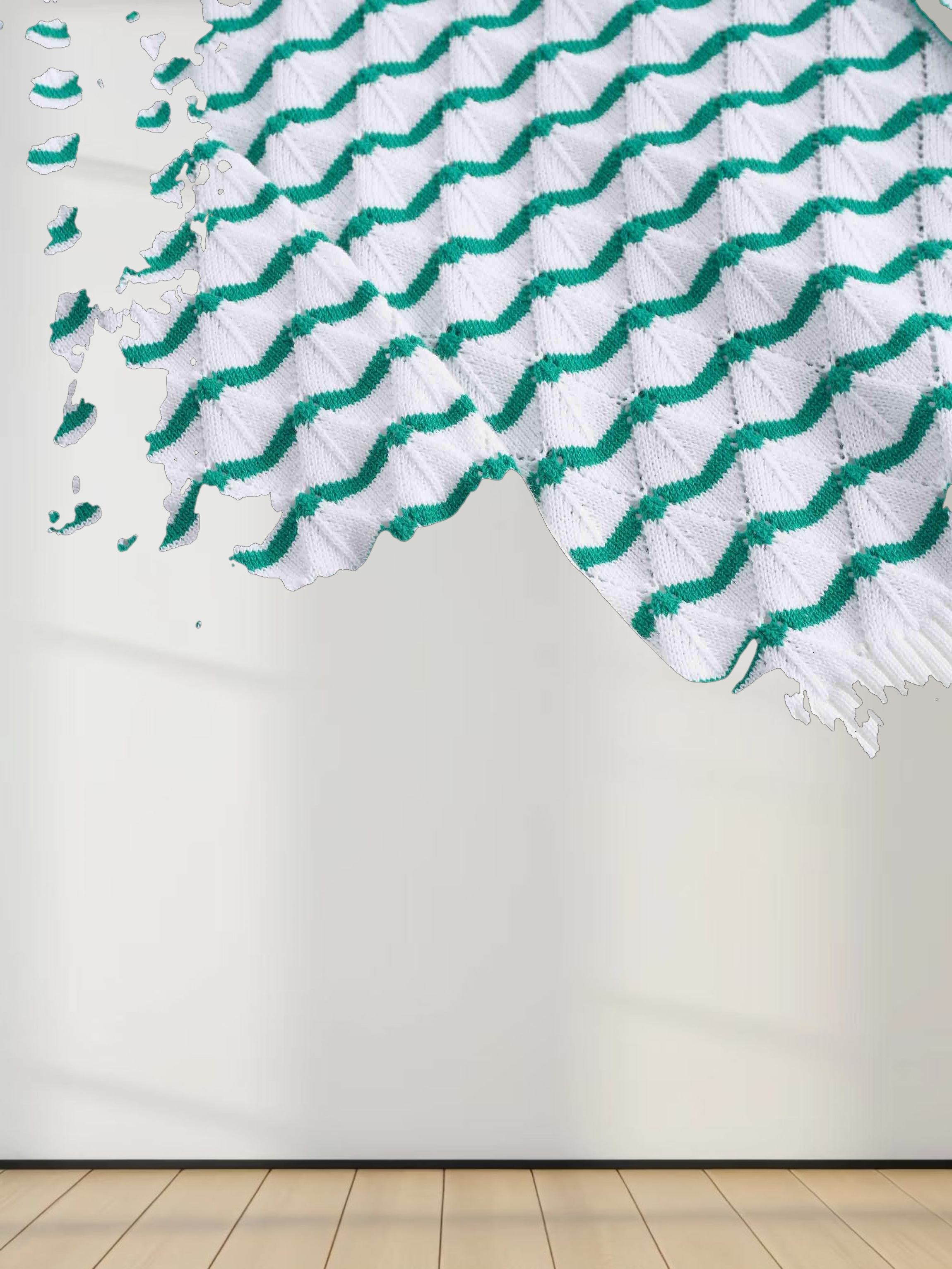 Striped Pointelle Cardigan-White/Kelly Green