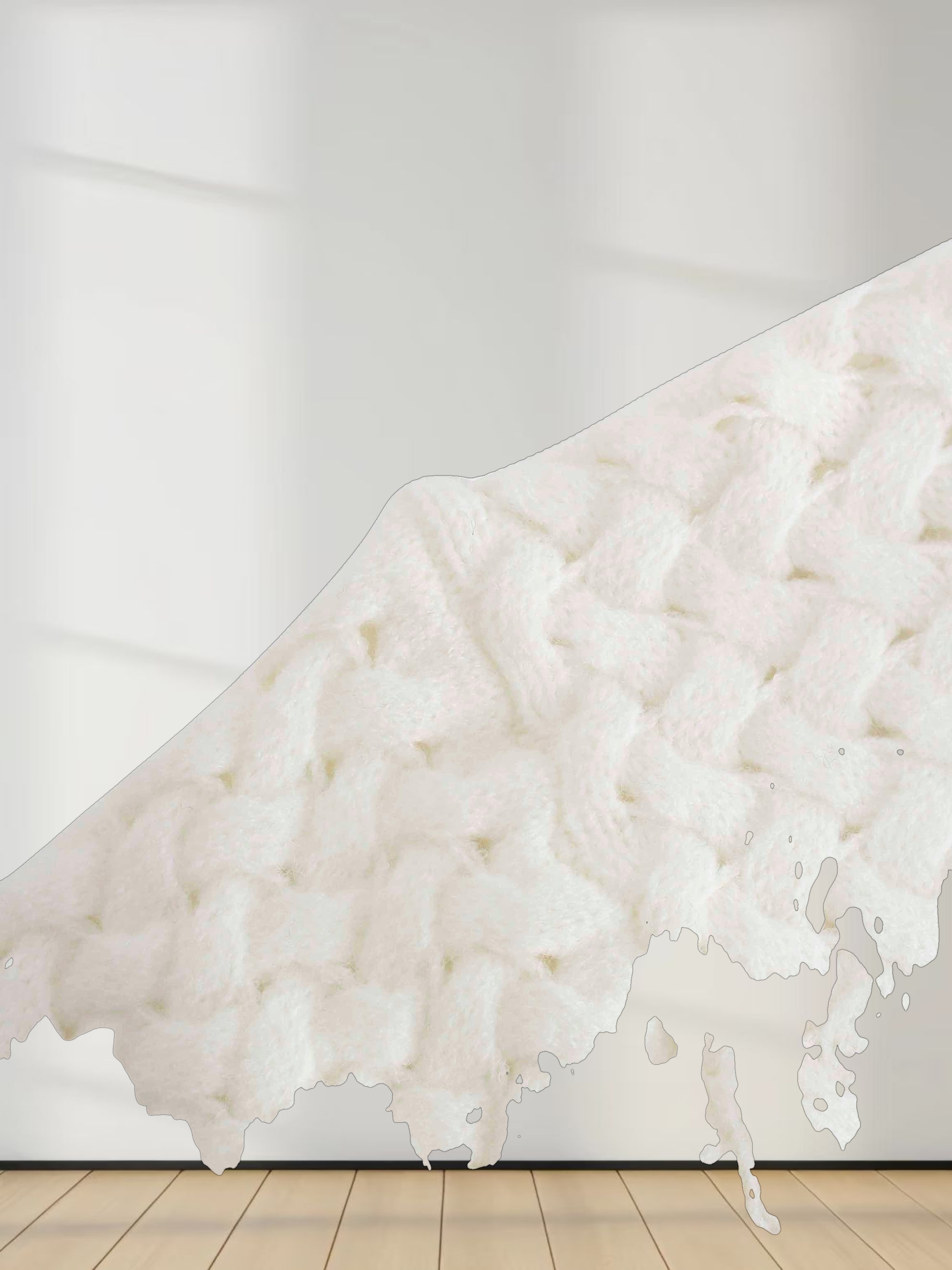 Basketweave Turtleneck Sweater-Cream