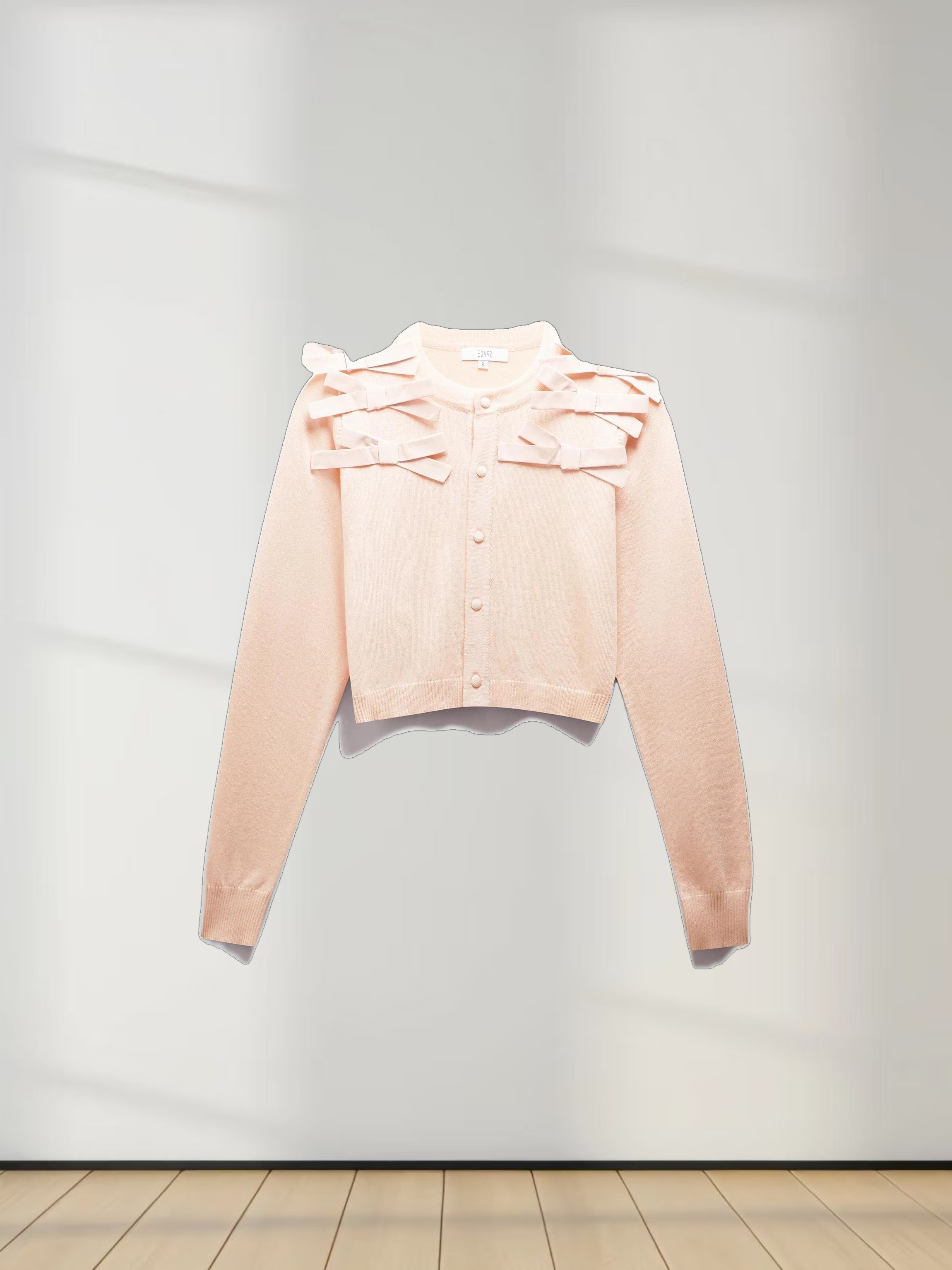 Cropped Bow Cardigan-Peach