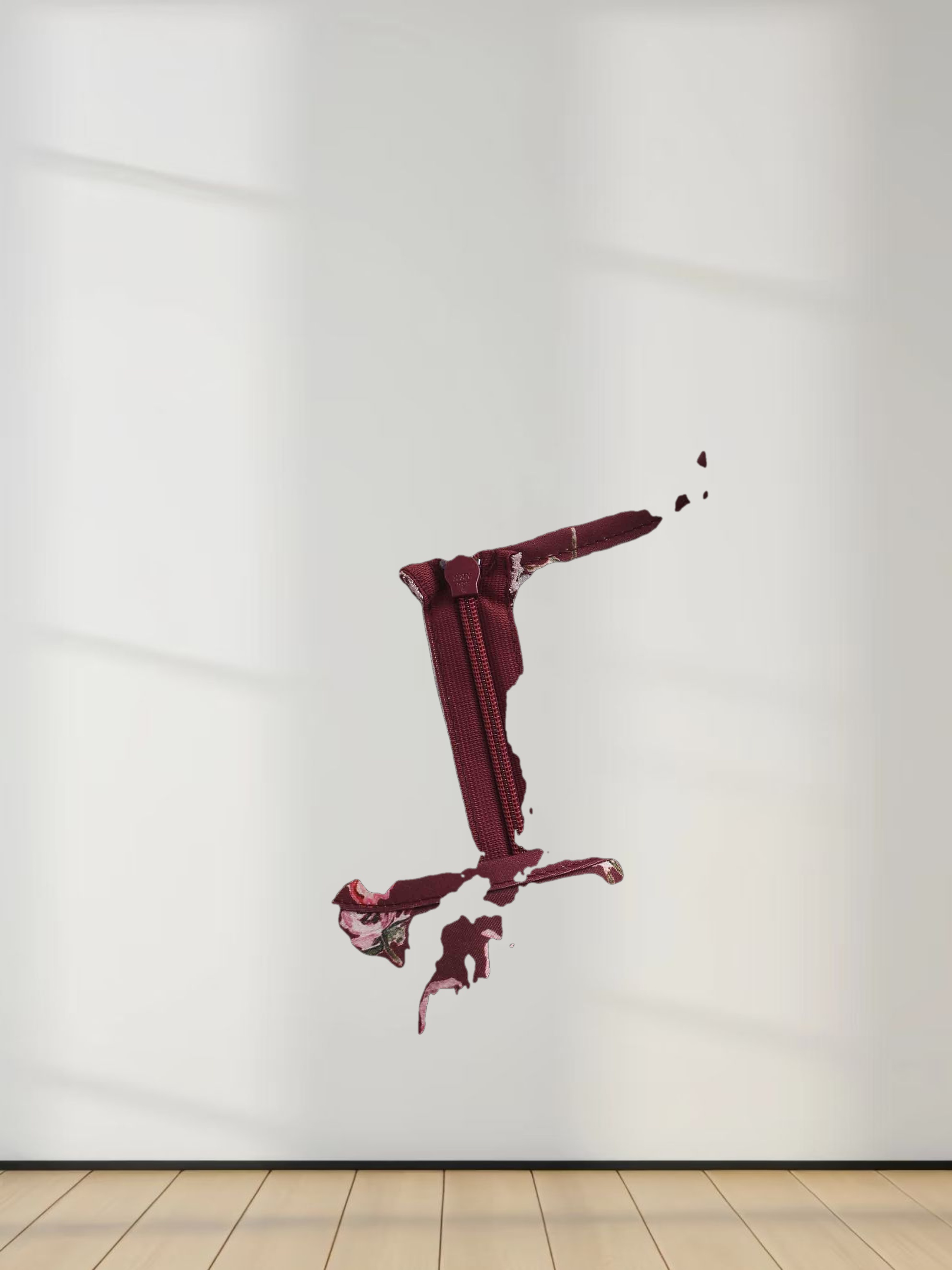 Pleated Bottom Slip Dress-Burgundy Floral