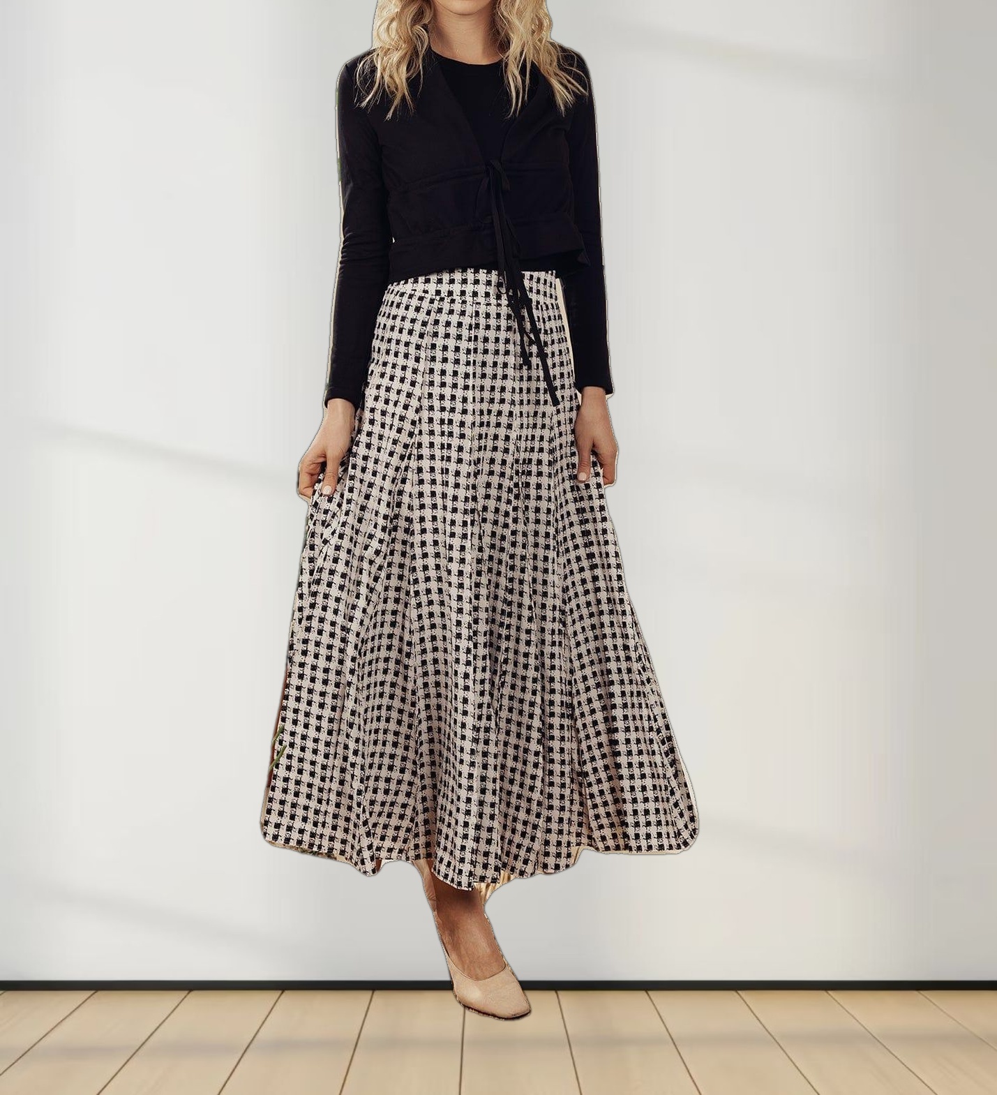 Double Tie Cardigan-Black