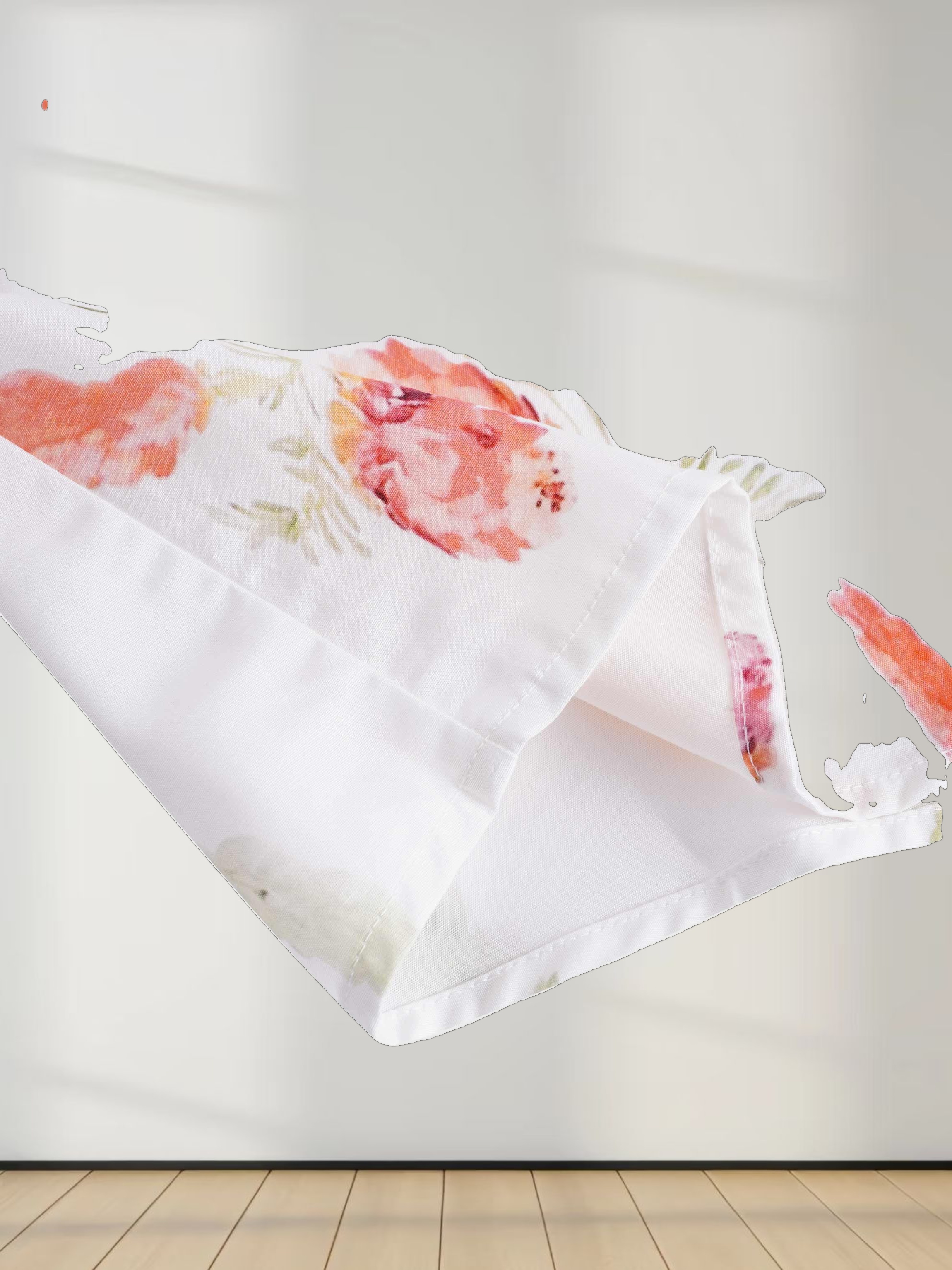 Pleat Neck Belted Dress-Peach Floral