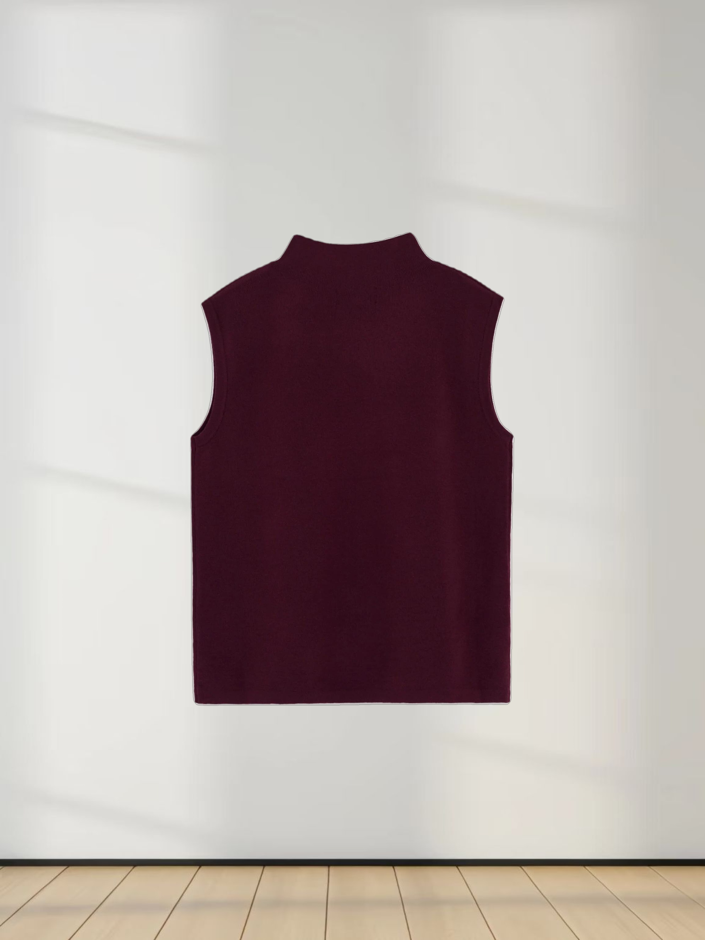 Sleeveless Mock Neck Sweater-Burgundy