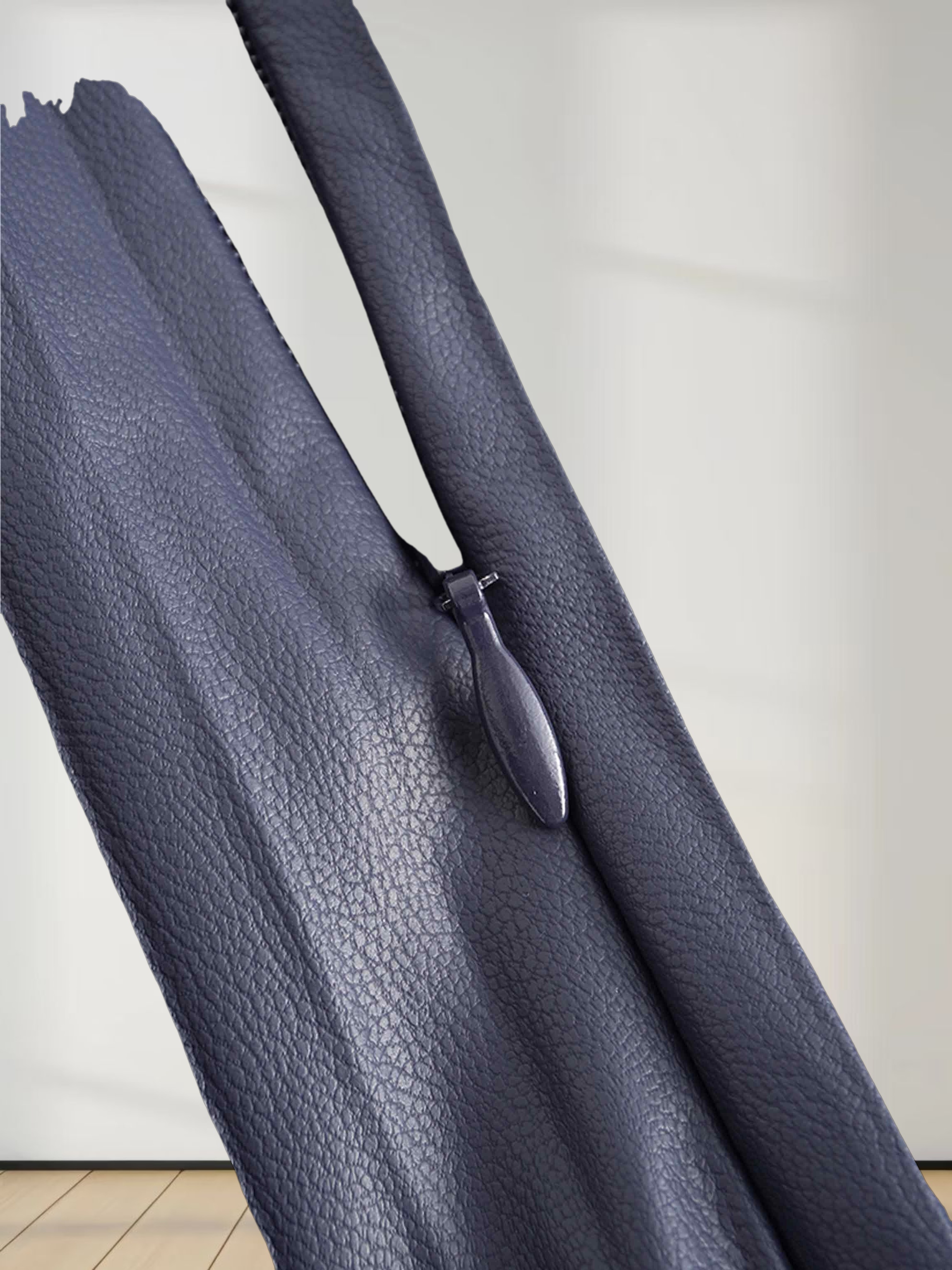 Accordion Pleated Faux Leather Skirt-Navy