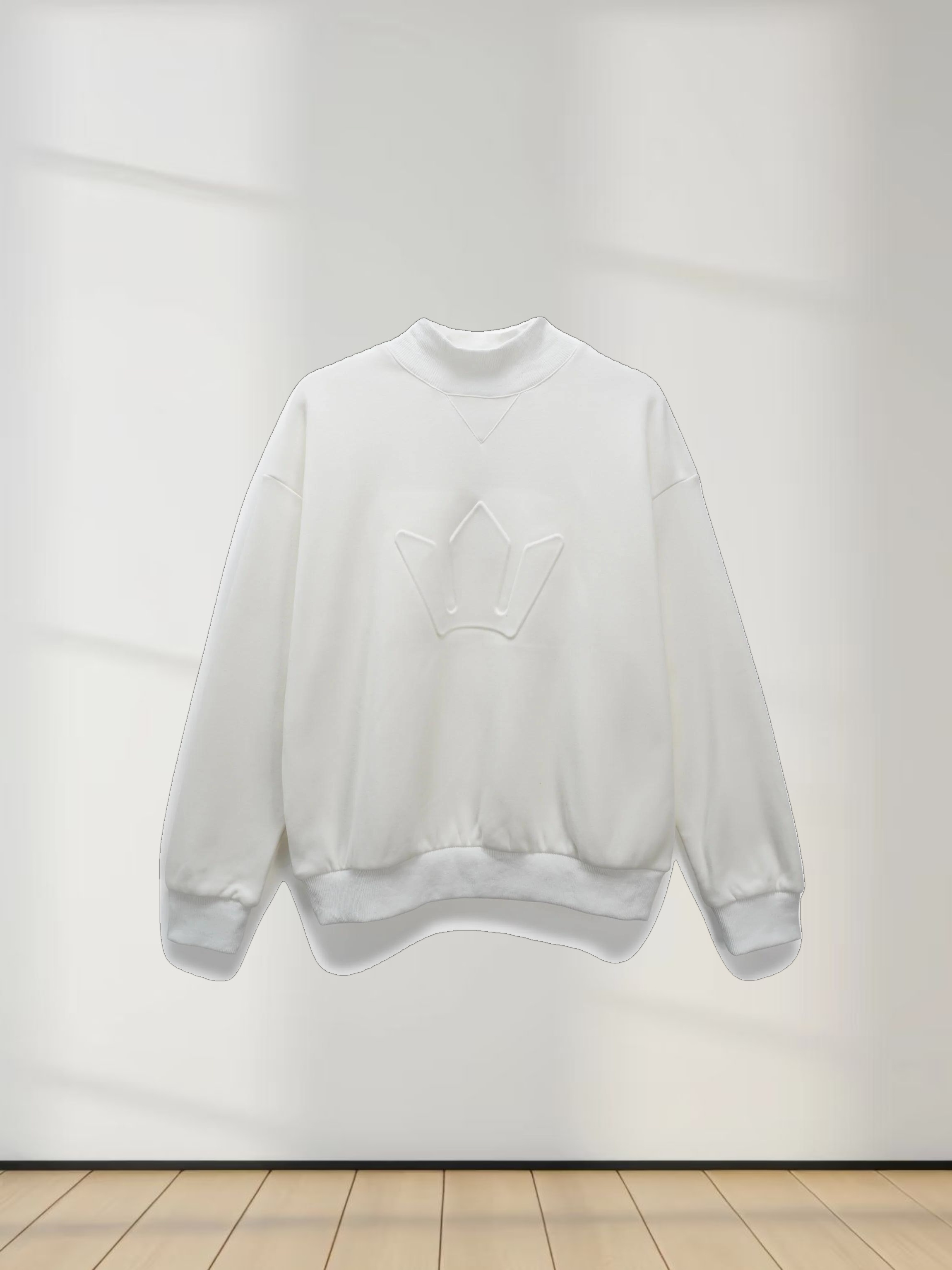 Embossed Crown Sweatshirt-Ivory