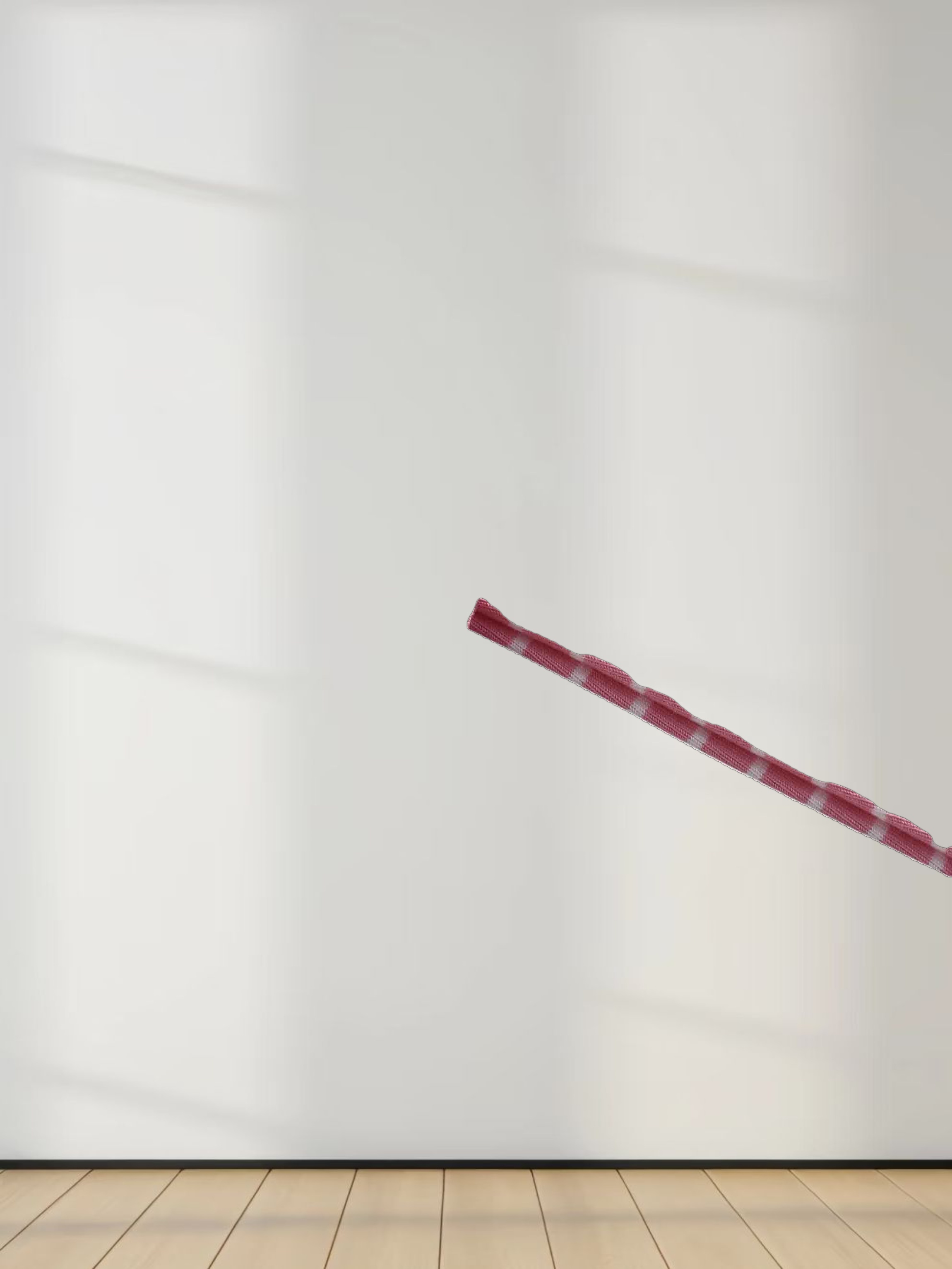 Flat Striped High V Long Sleeve-Pink/White