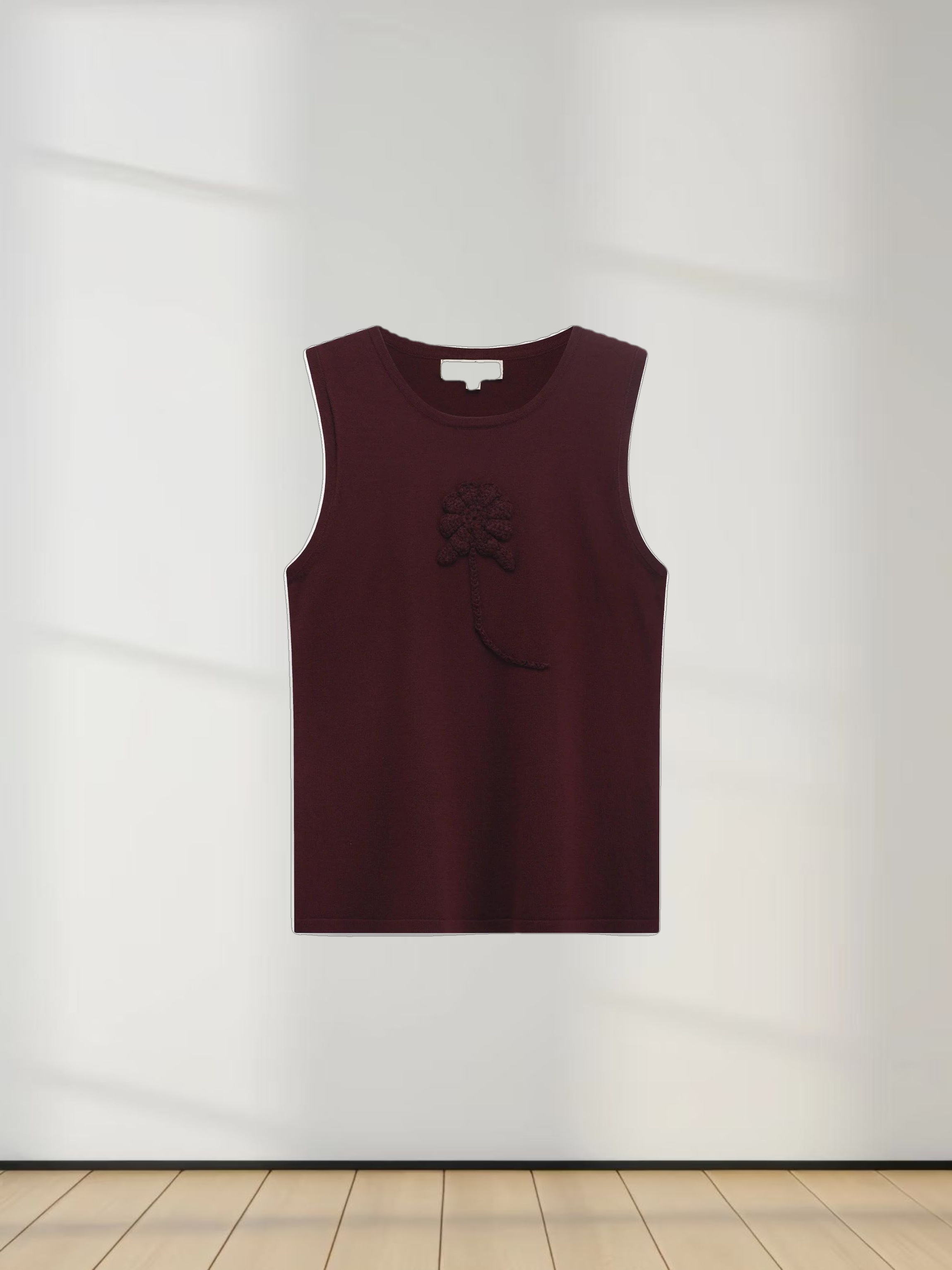 Crochet Puff Flower Sweater Set-Plum