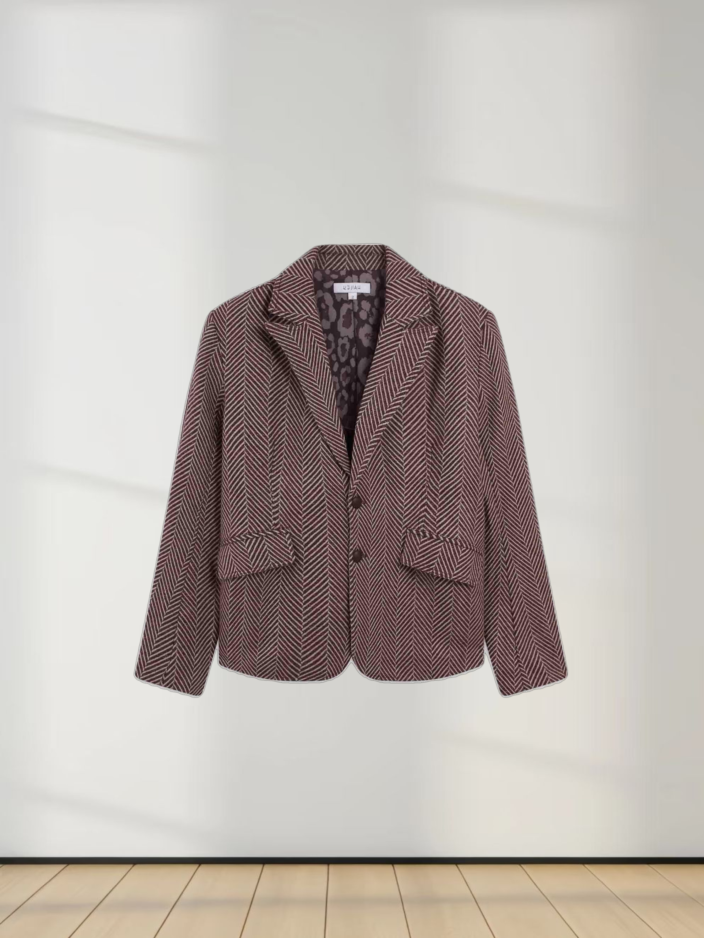 Fitted Blazer-Brown/Cream