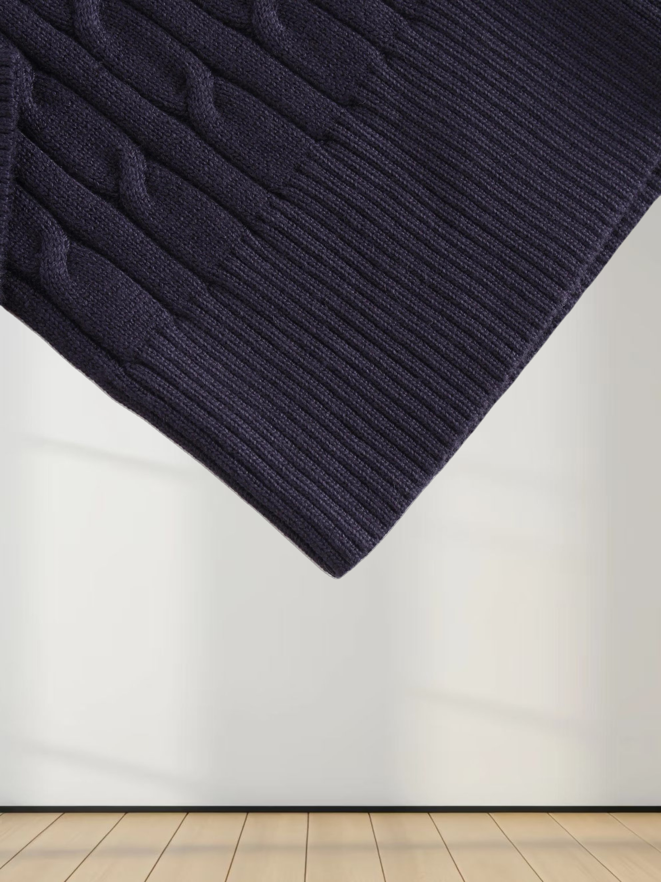 Knit Cable Sweater-Navy