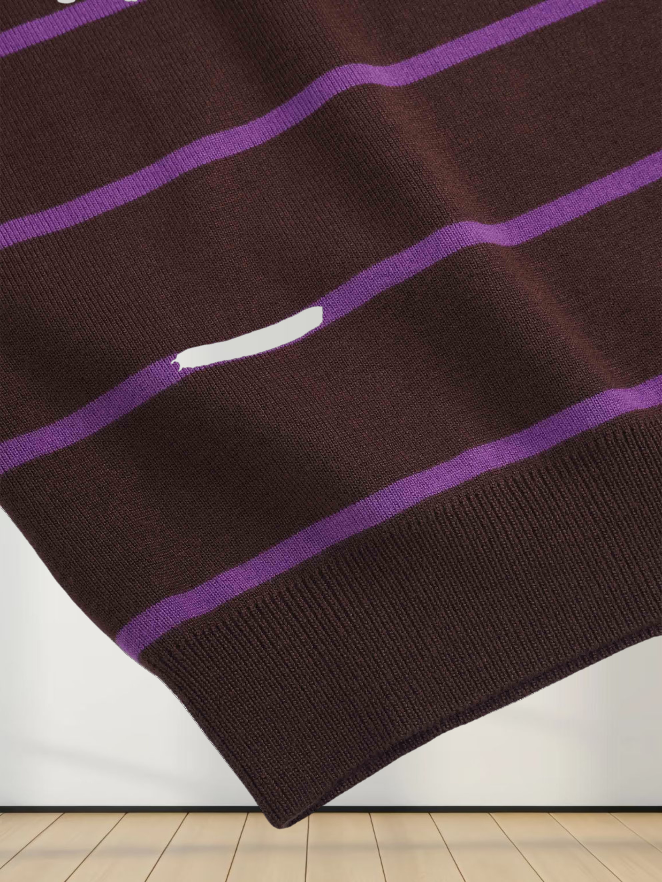 Mock Neck Thin Knit Sweater-Brown/Purple