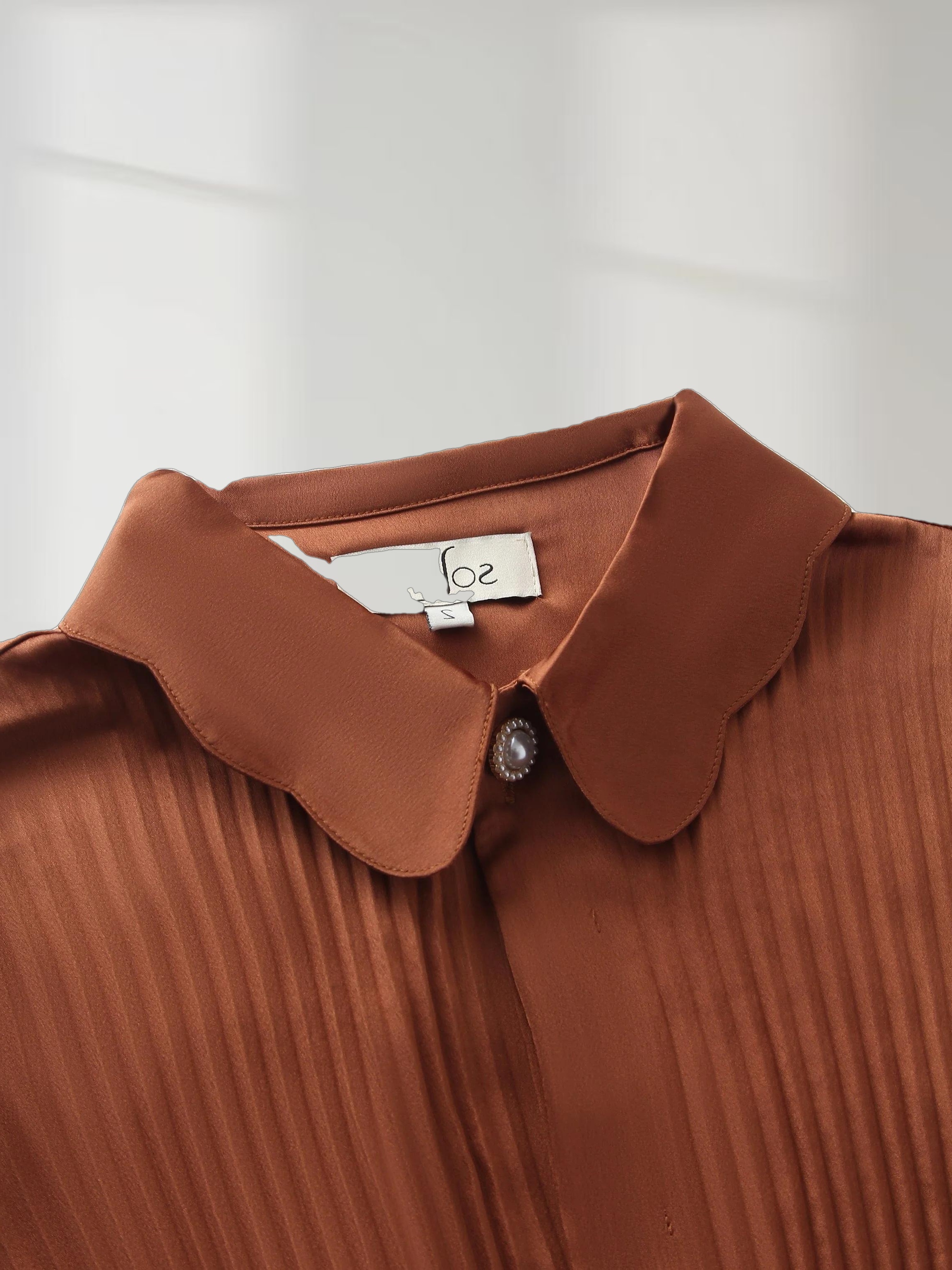 Micro Pleat Dress-Bronze