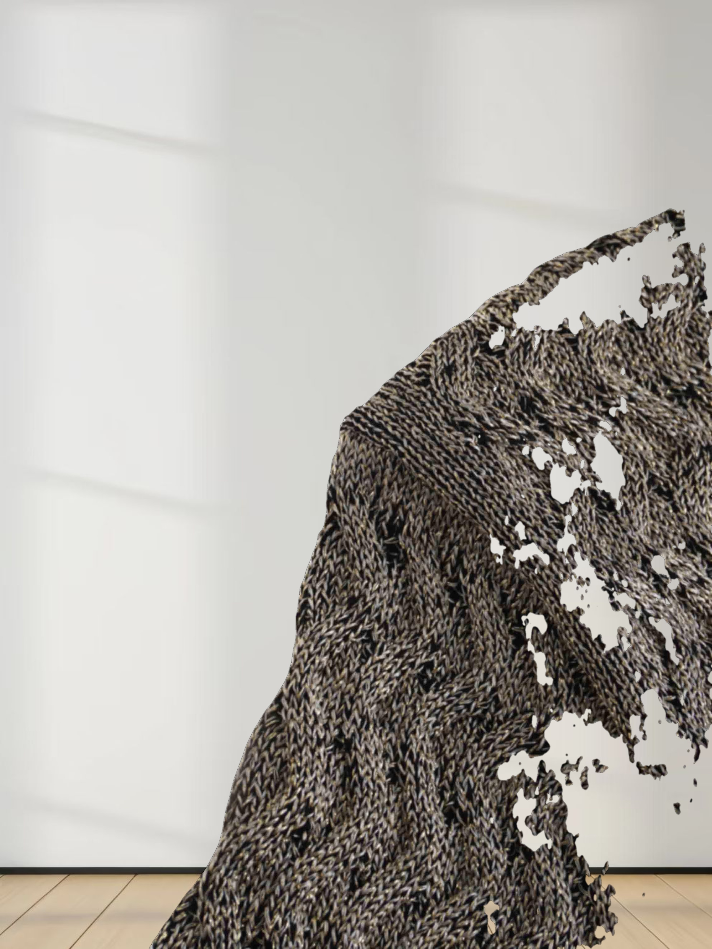 Textured Lurex Crew Sweater-Gold