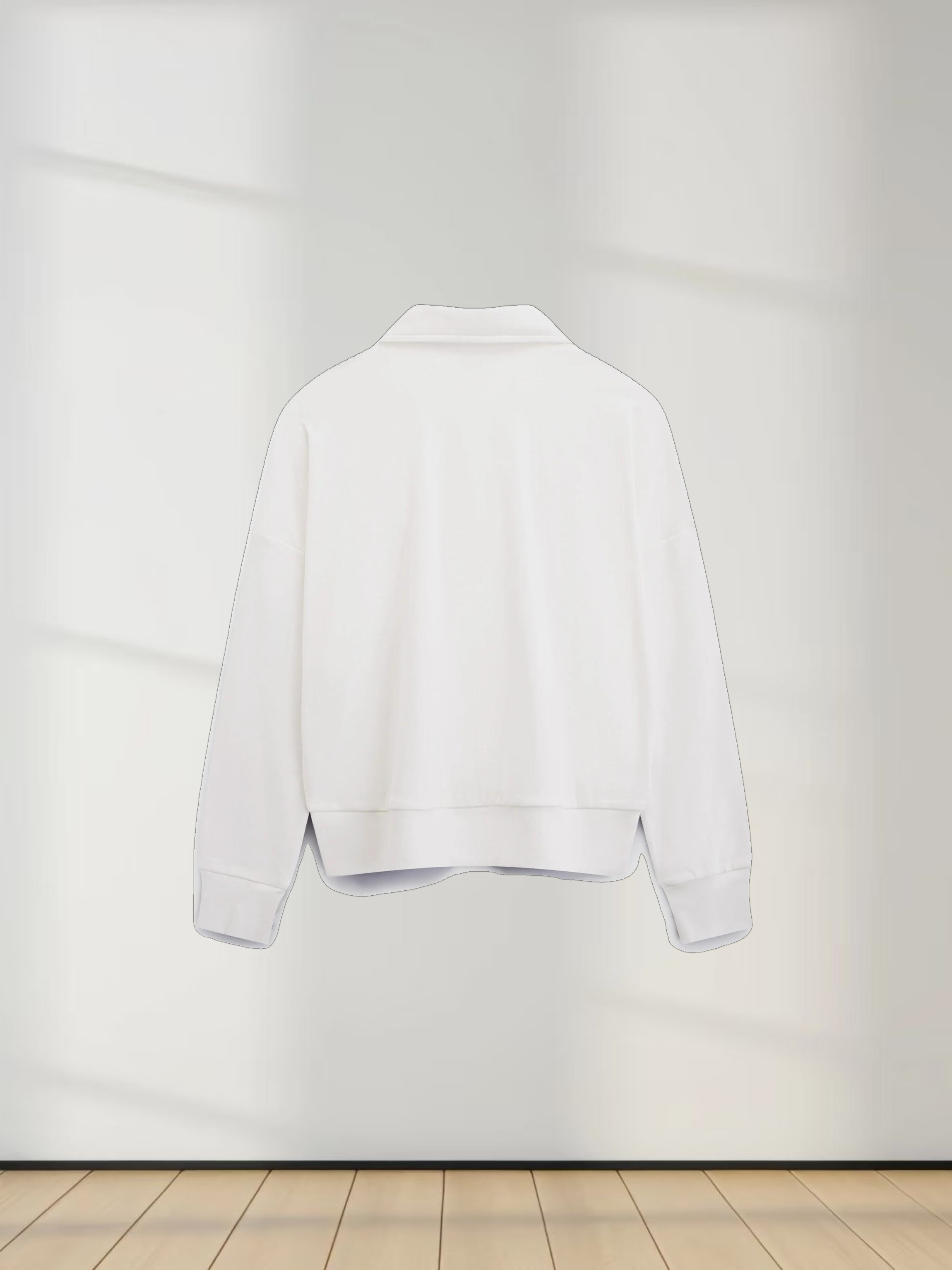 Collared Bomber Tee-White